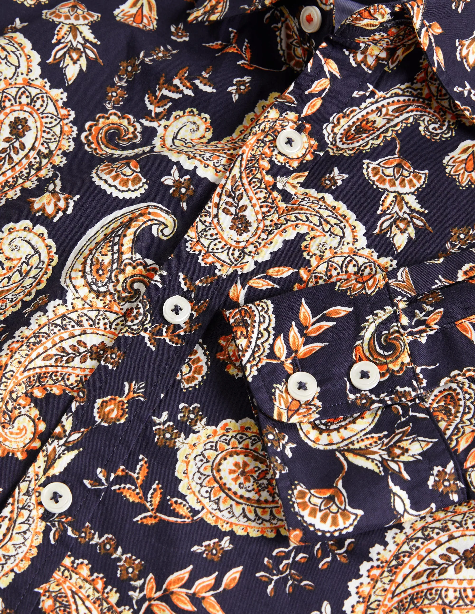 Cutaway Twill Slim Fit Shirt-Navy Paisley Floral - Image 7