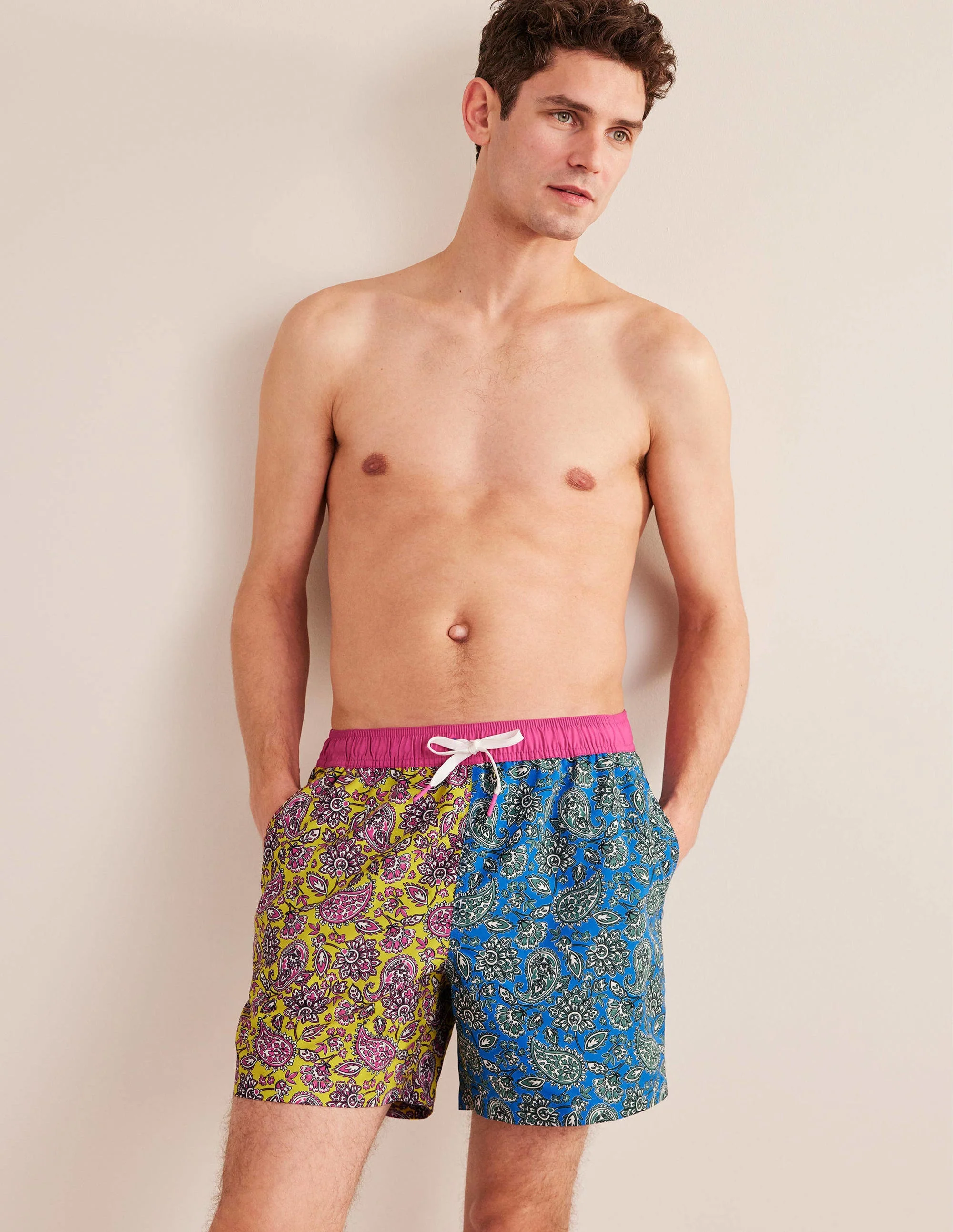 Elasticated Waist Swim Short-Moroccan Blue Paisley Floral