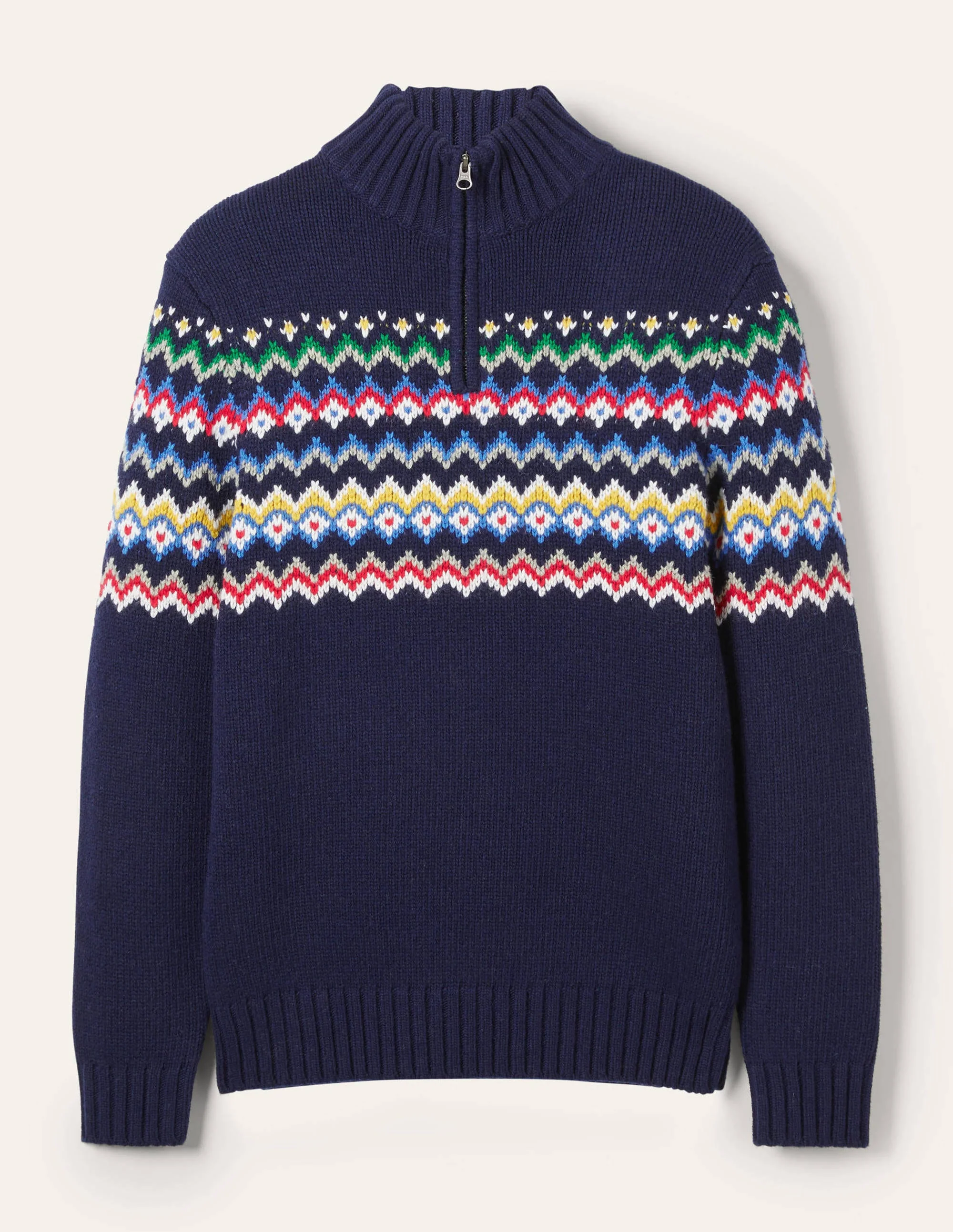 Fair Isle Half Zip-Bright Navy Fairisle - Image 5
