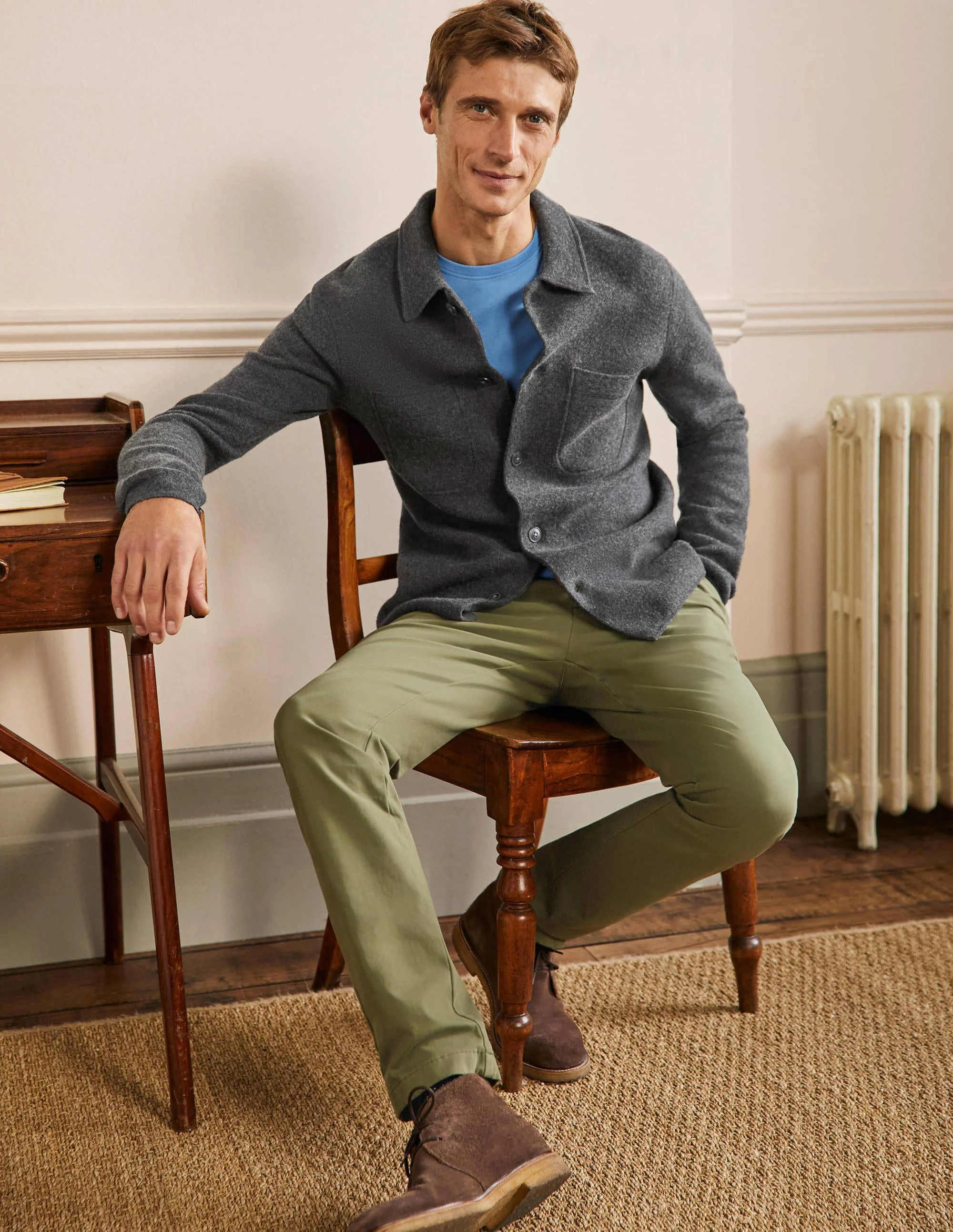 Farley Merino Knitted Jacket-Charcoal Melange - Image 4