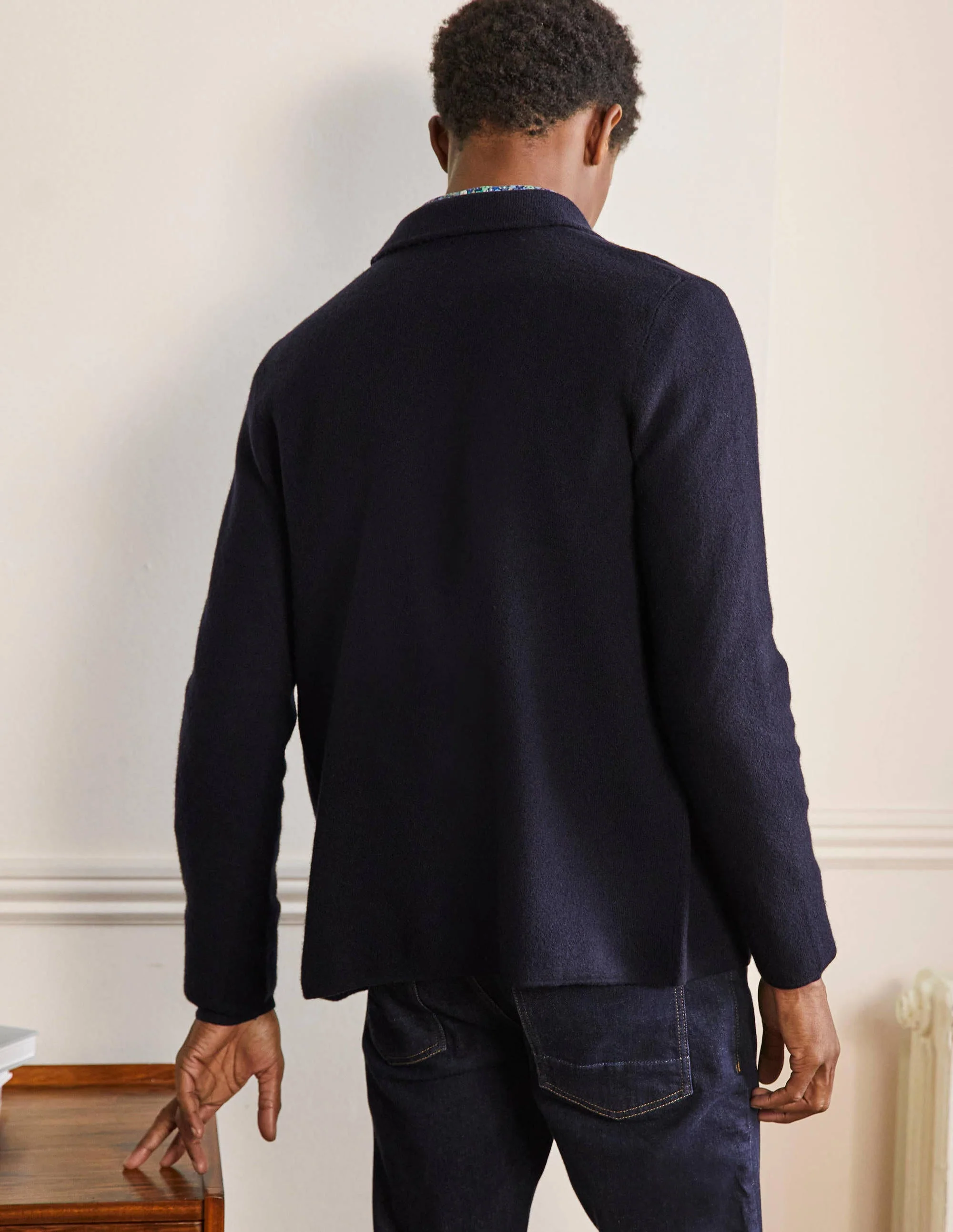 Farley Merino Knitted Jacket-Navy - Image 3