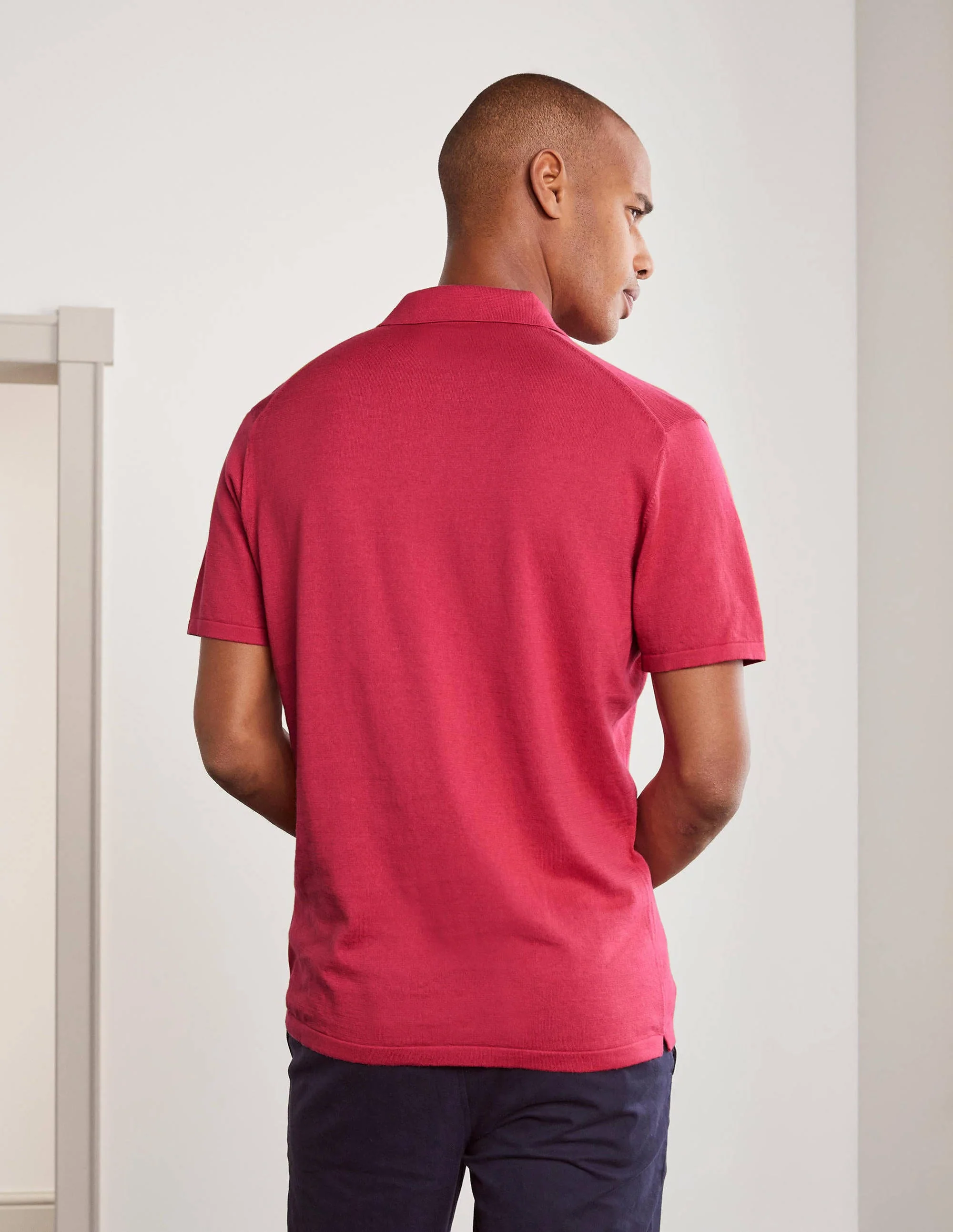 Finsbury Knitted Polo-Raspberry - Image 3