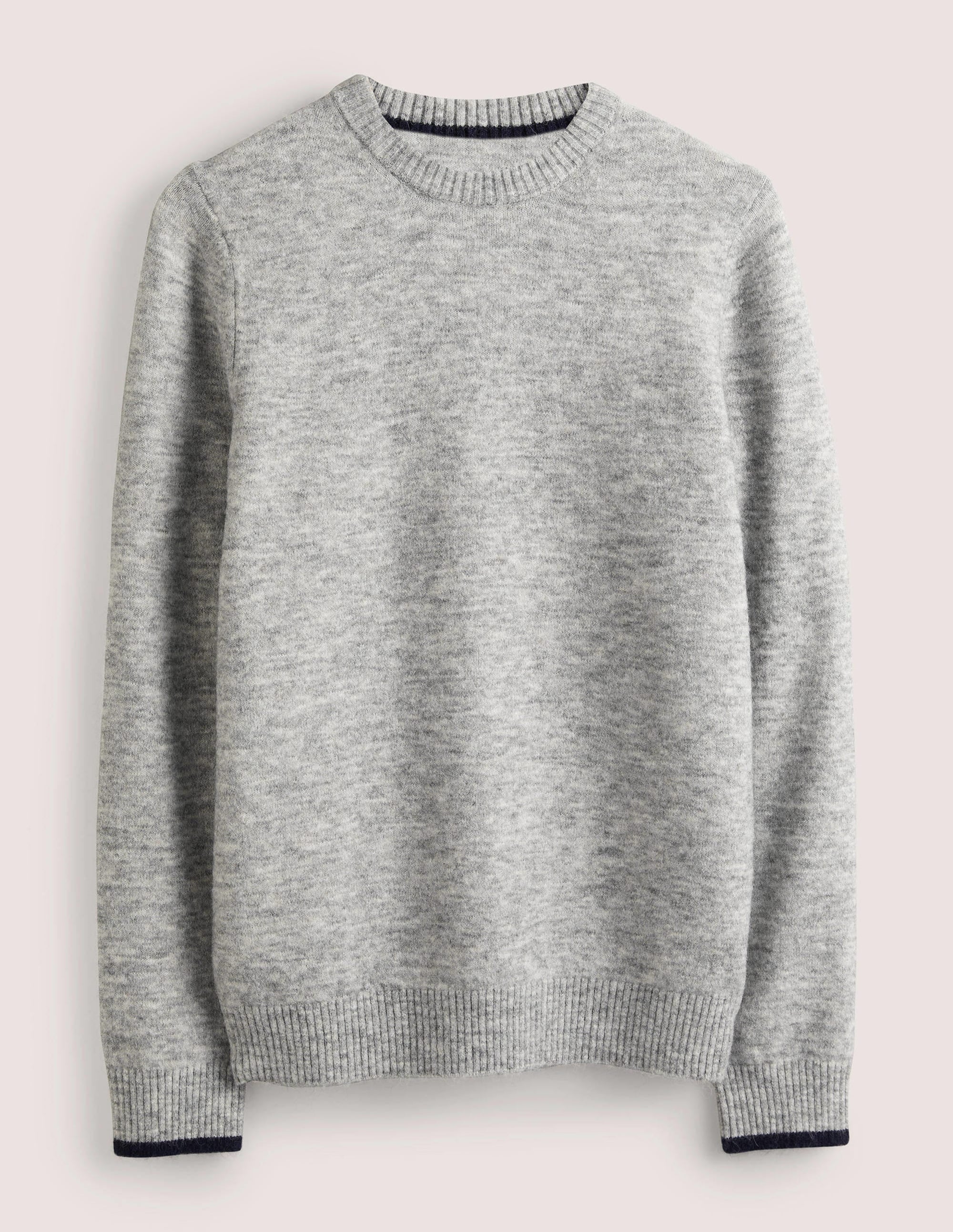 Fluffy Crew Neck Jumper-Grey Melange - Image 5