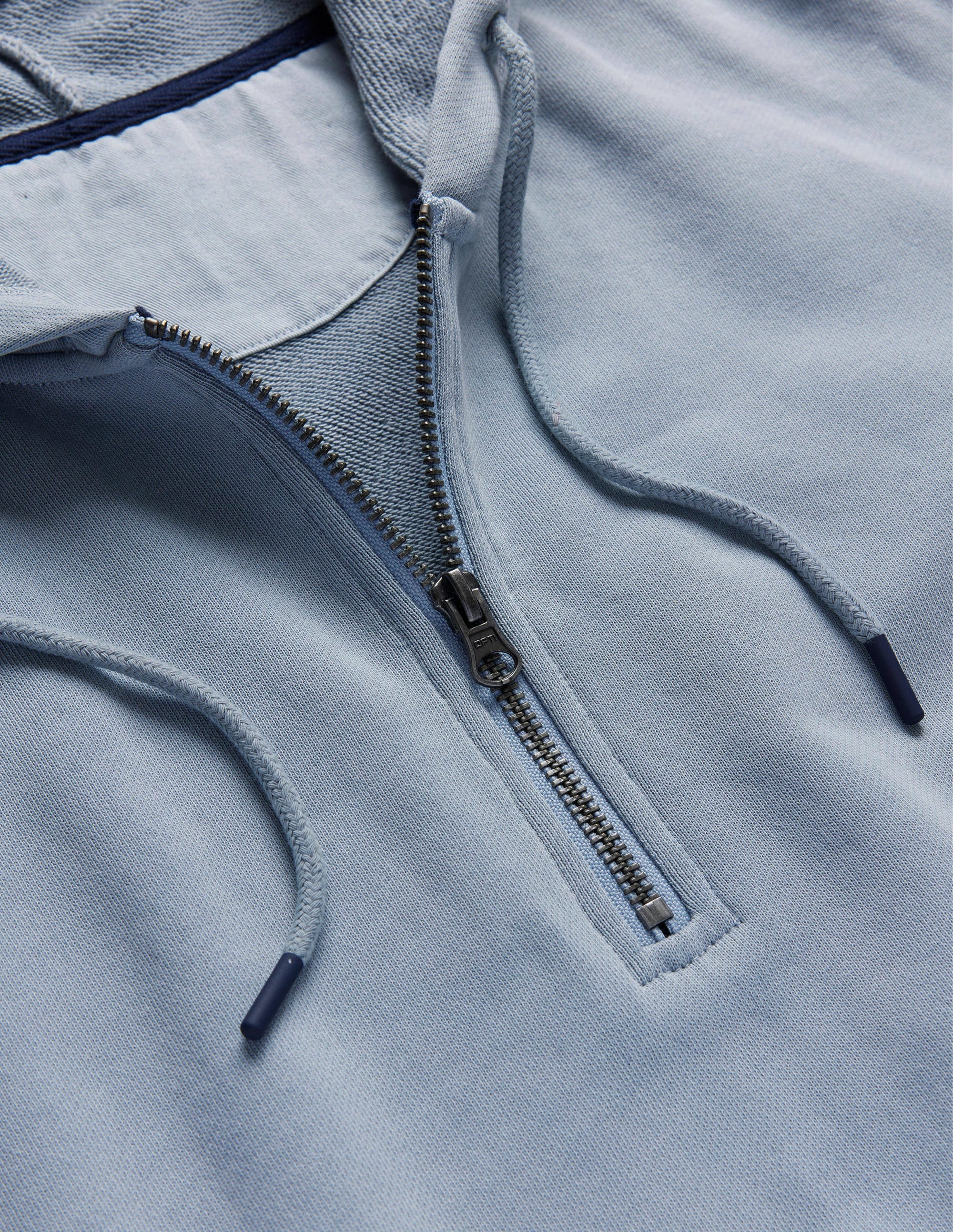 Garment Dye Half Zip Hoodie-Dusty Blue - Image 6