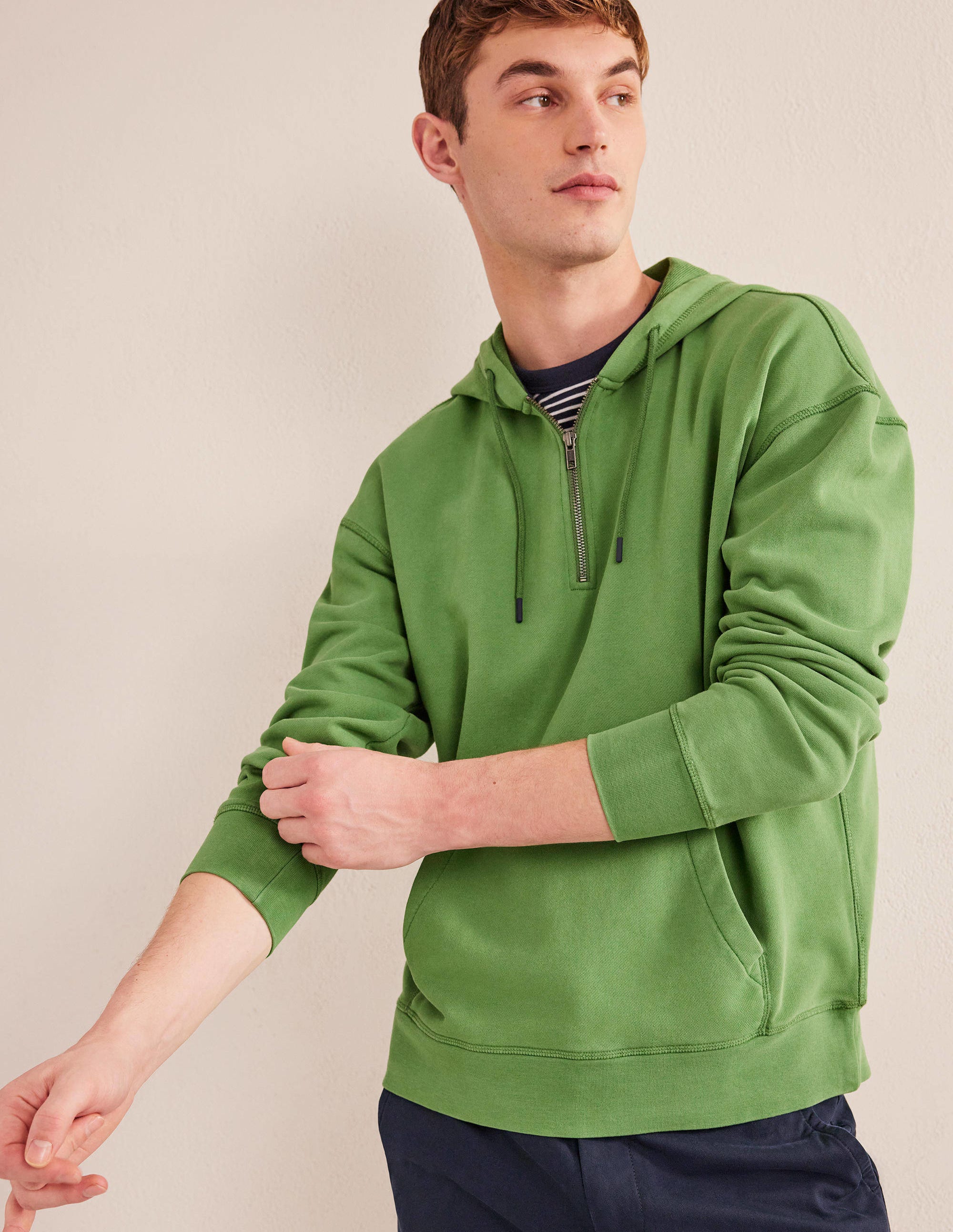 Garment Dye Half Zip Hoodie-Safari Green