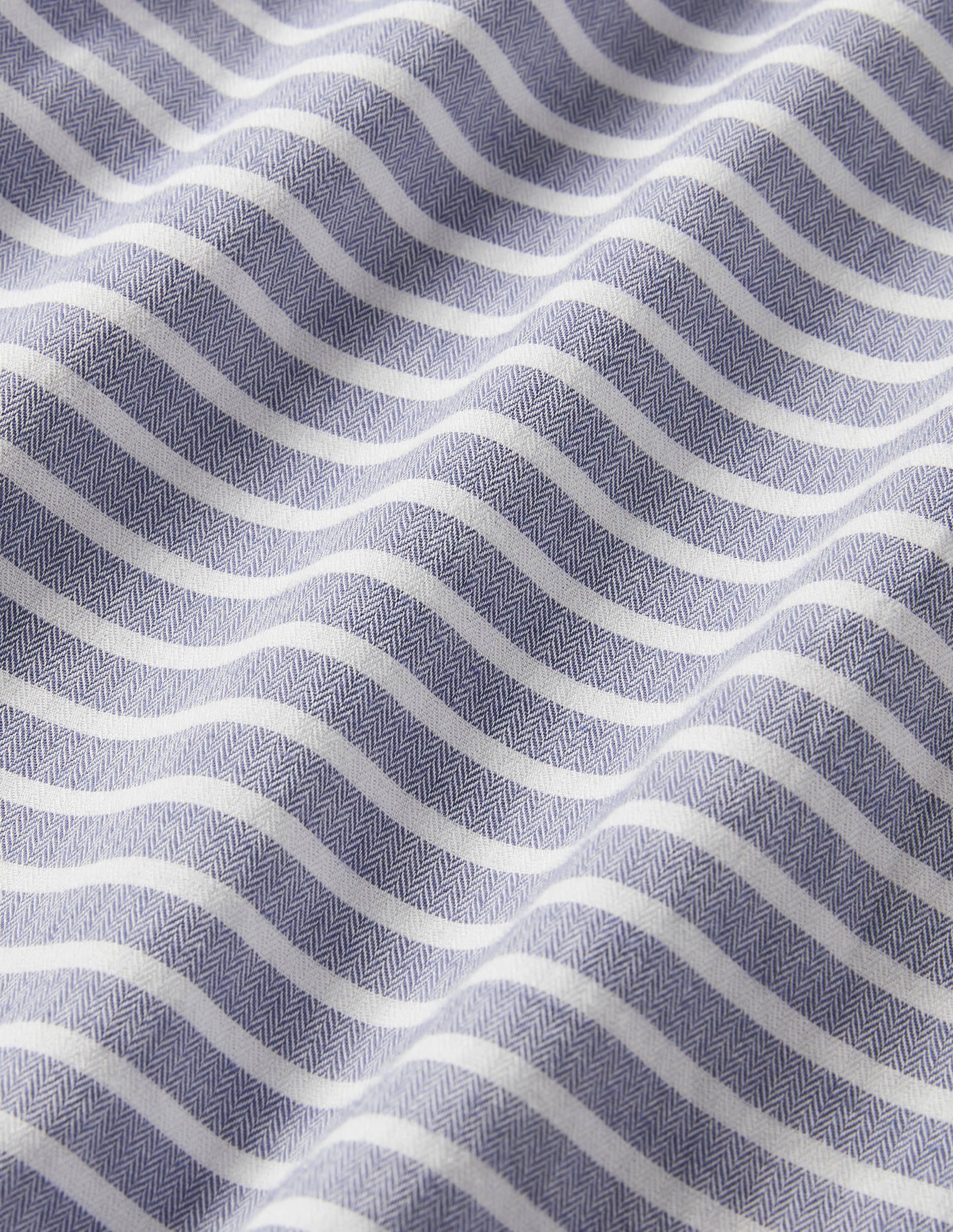 Herringbone Grandad Shirt-Light Navy - Image 7
