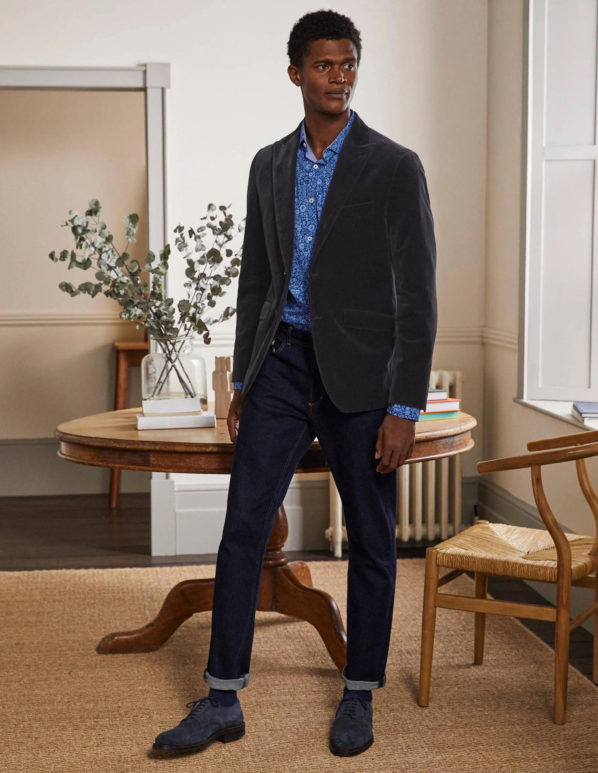 Highgate Velvet Blazer-Dark Grey - Image 4
