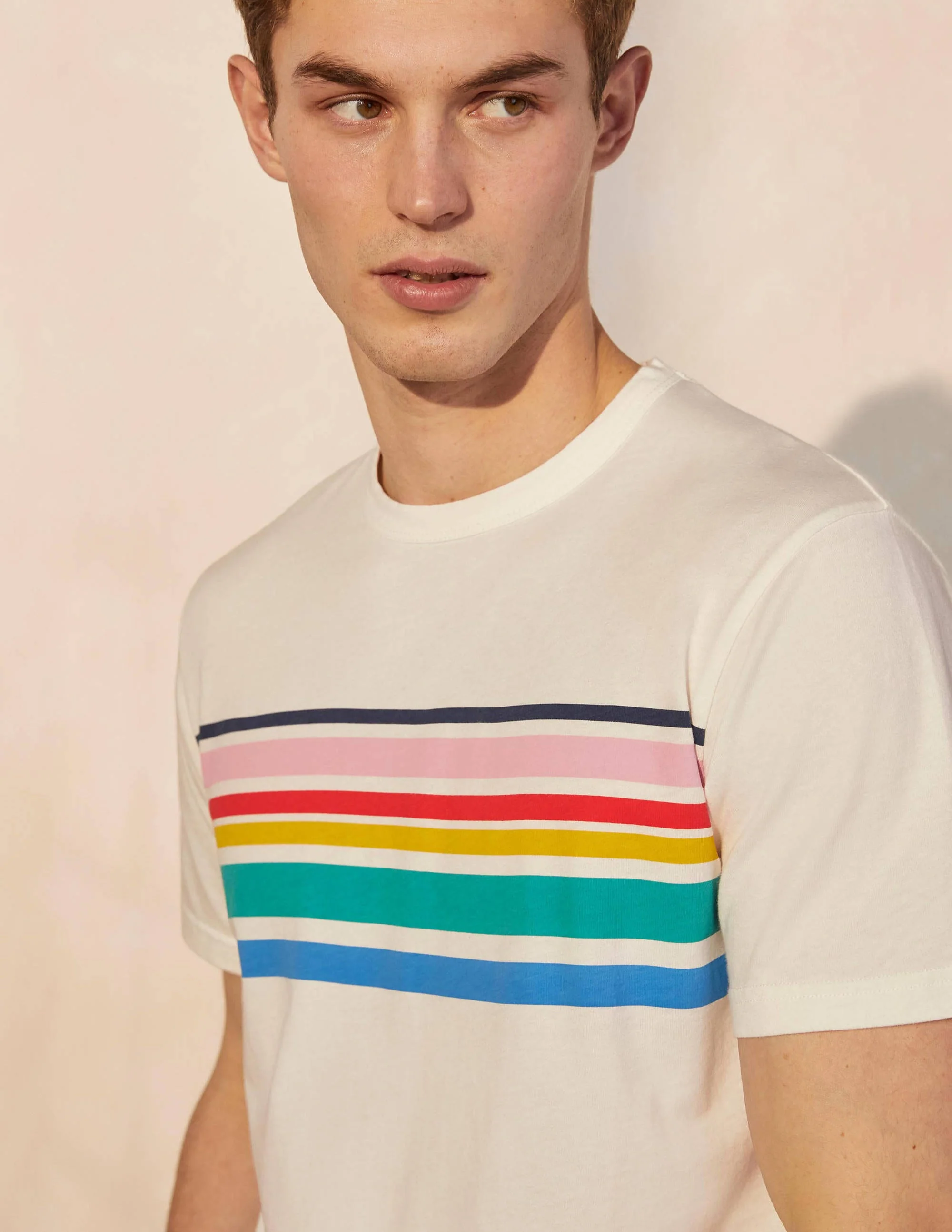 Kingston T-Shirt-Rainbow Chest Stripe
