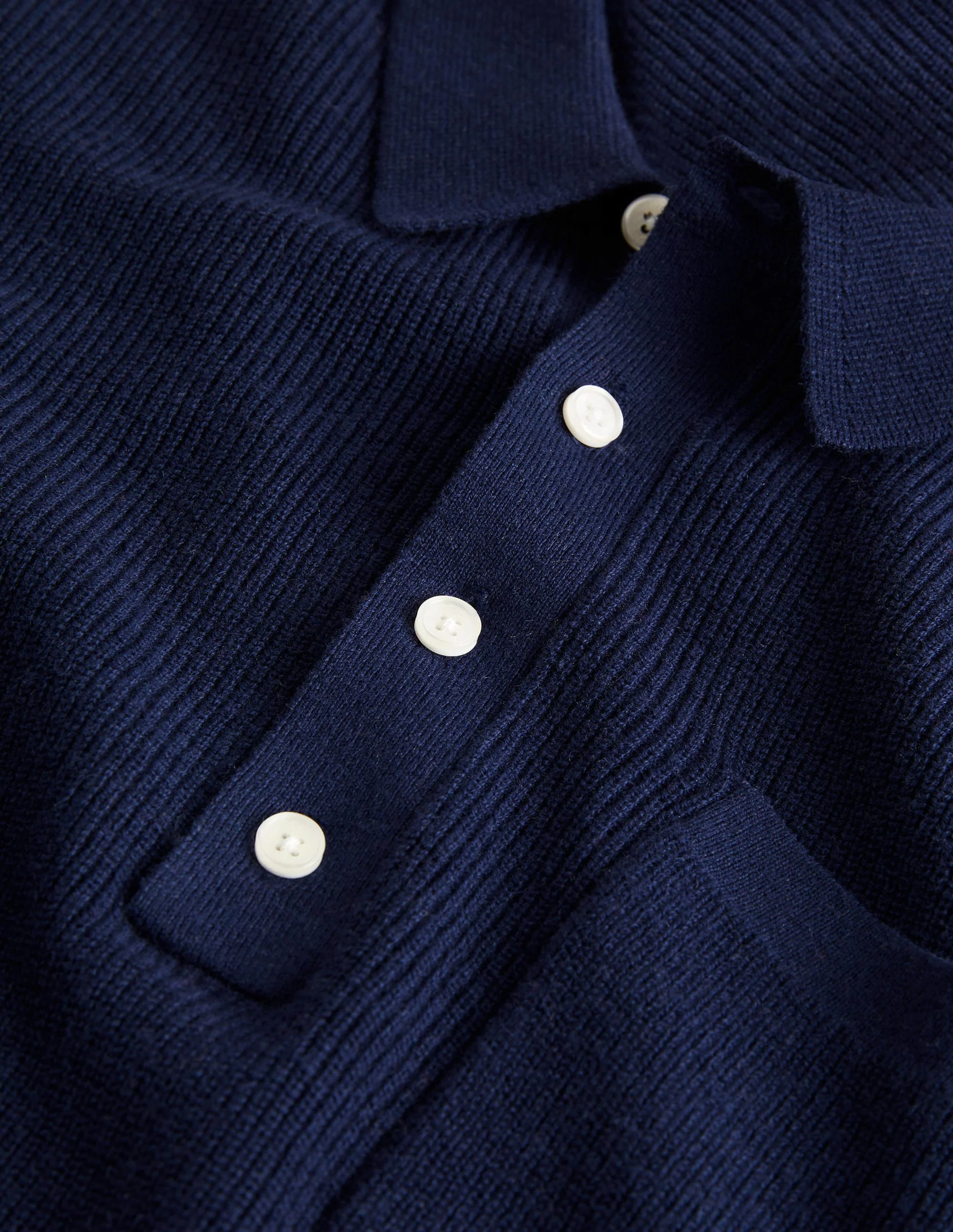 Knit Long Sleeve Polo-Navy - Image 6