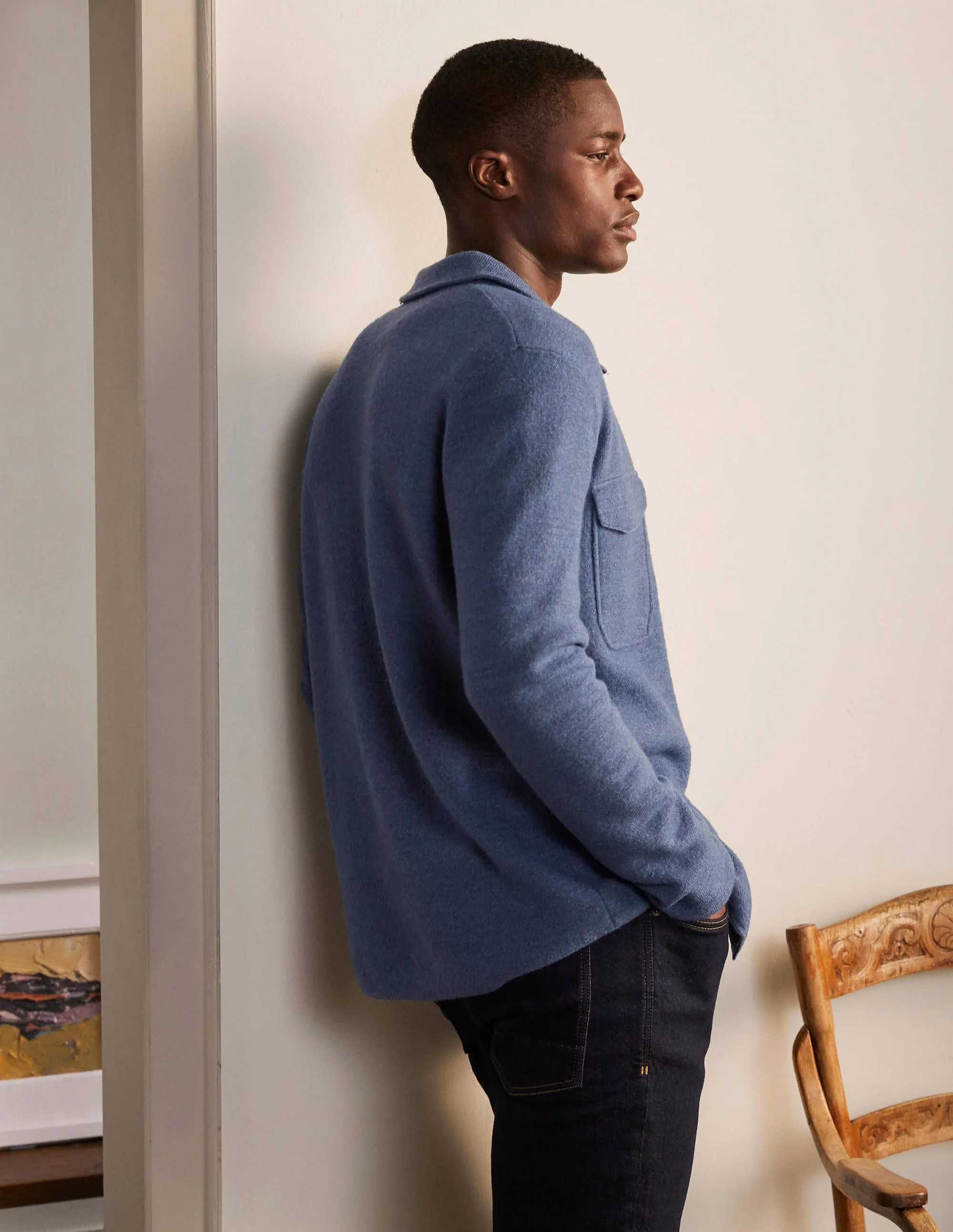 Knitted Jacket-Blue Steel - Image 5