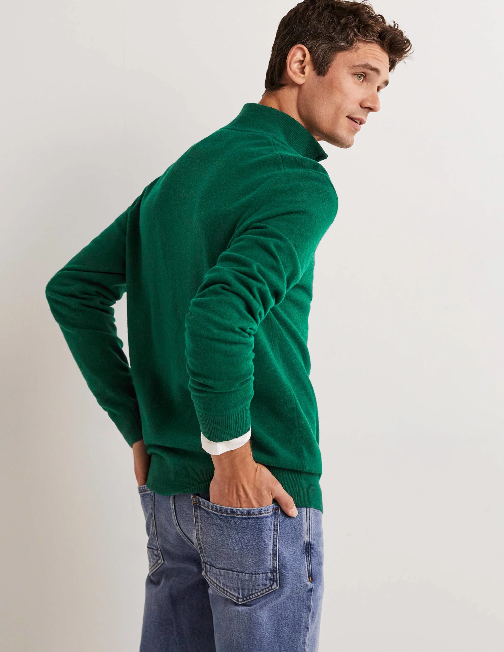 Lambswool Half-Zip-Forest Green - Image 3