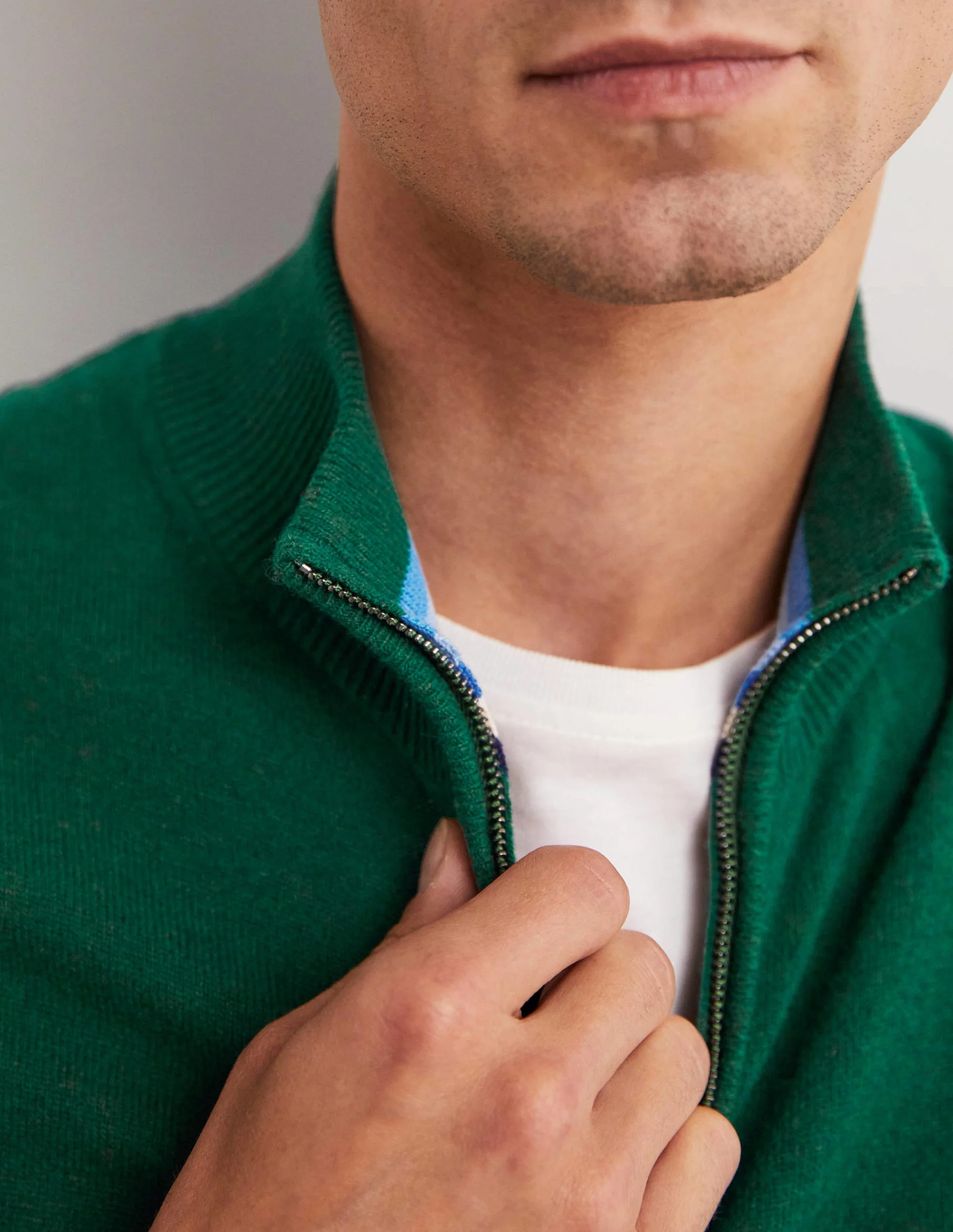 Lambswool Half-Zip-Forest Green - Image 6
