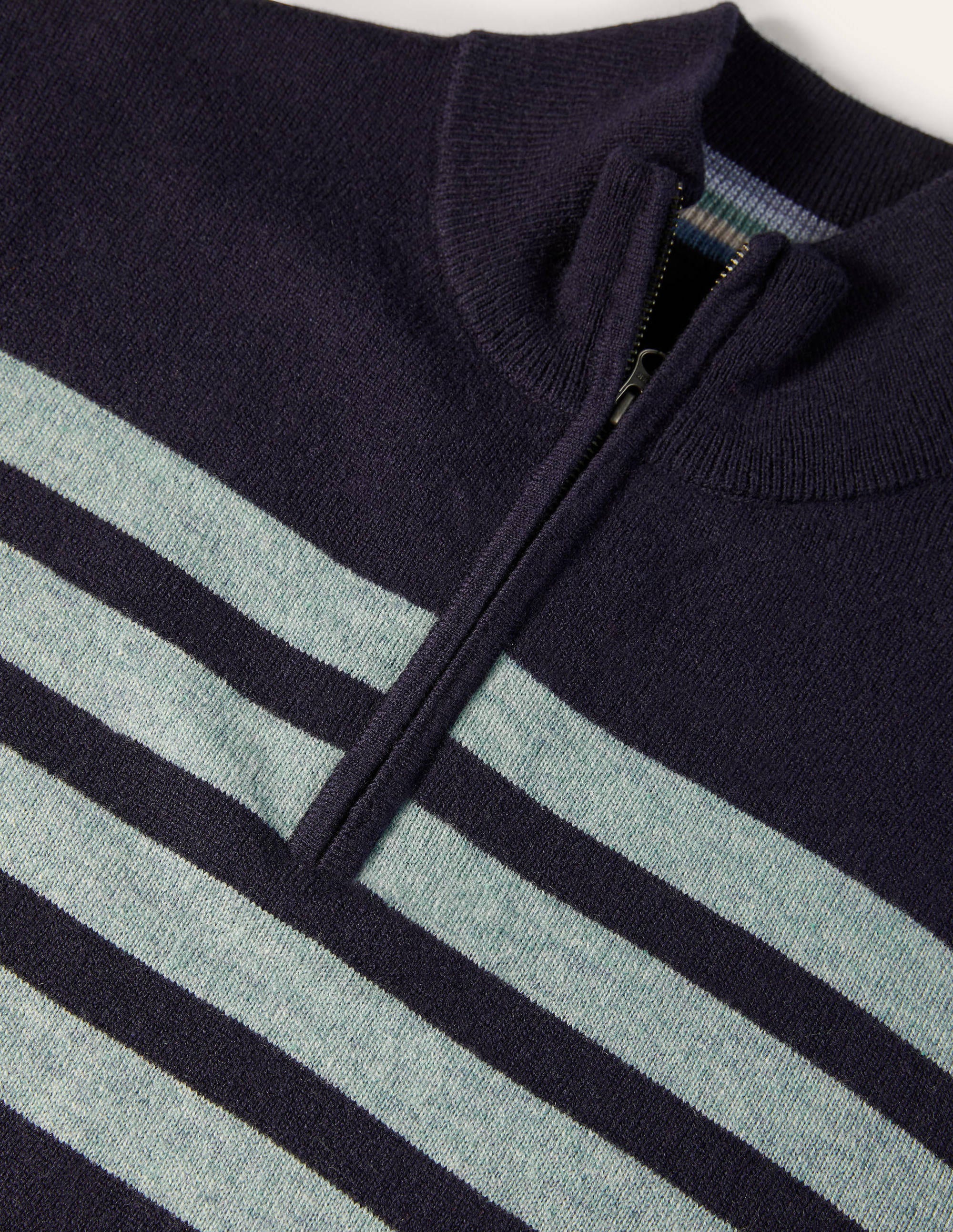Lambswool Half-Zip-Navy/Topaz Stripe - Image 6