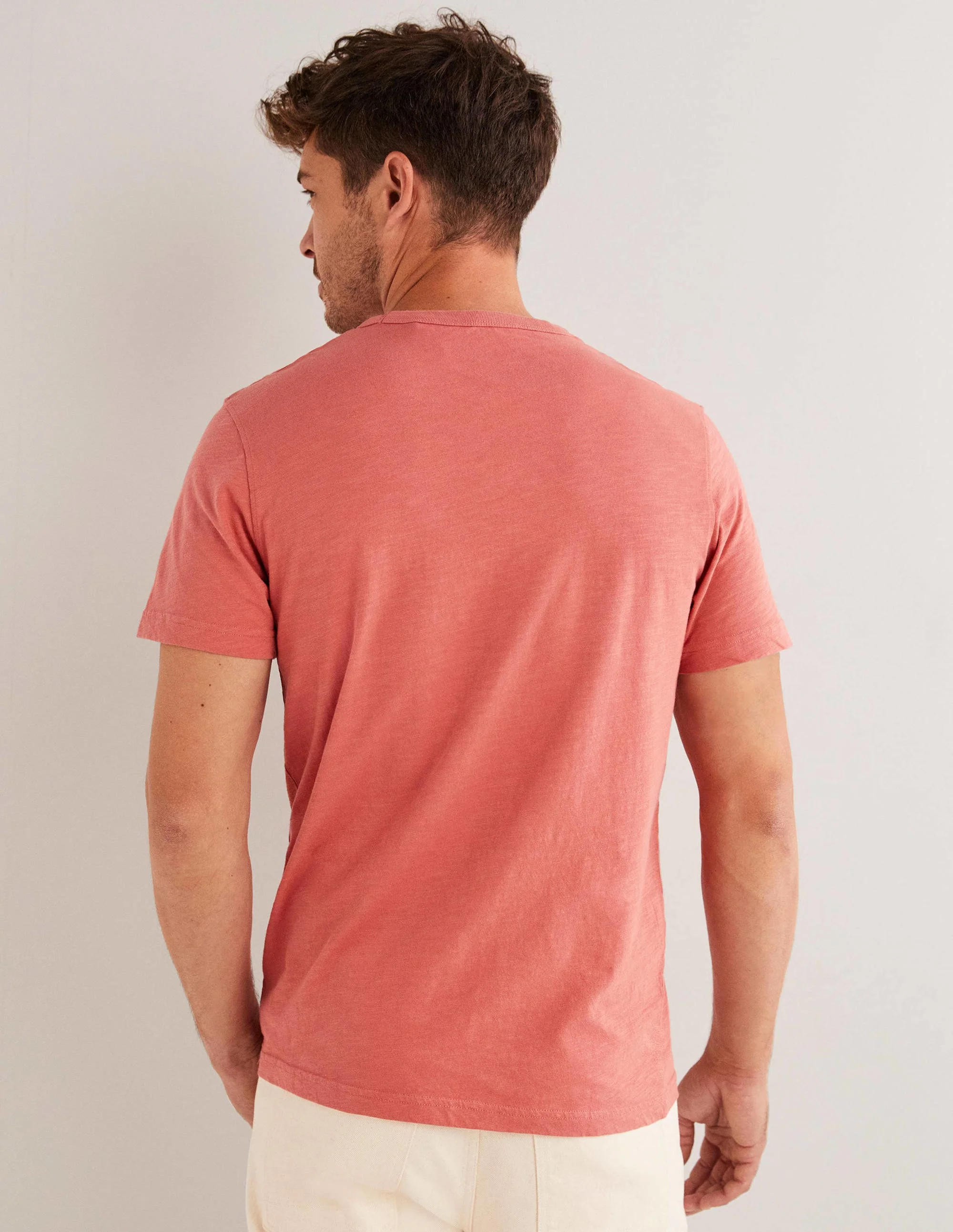 Laundered Slub T-Shirt-Faded Rose Red - Image 3