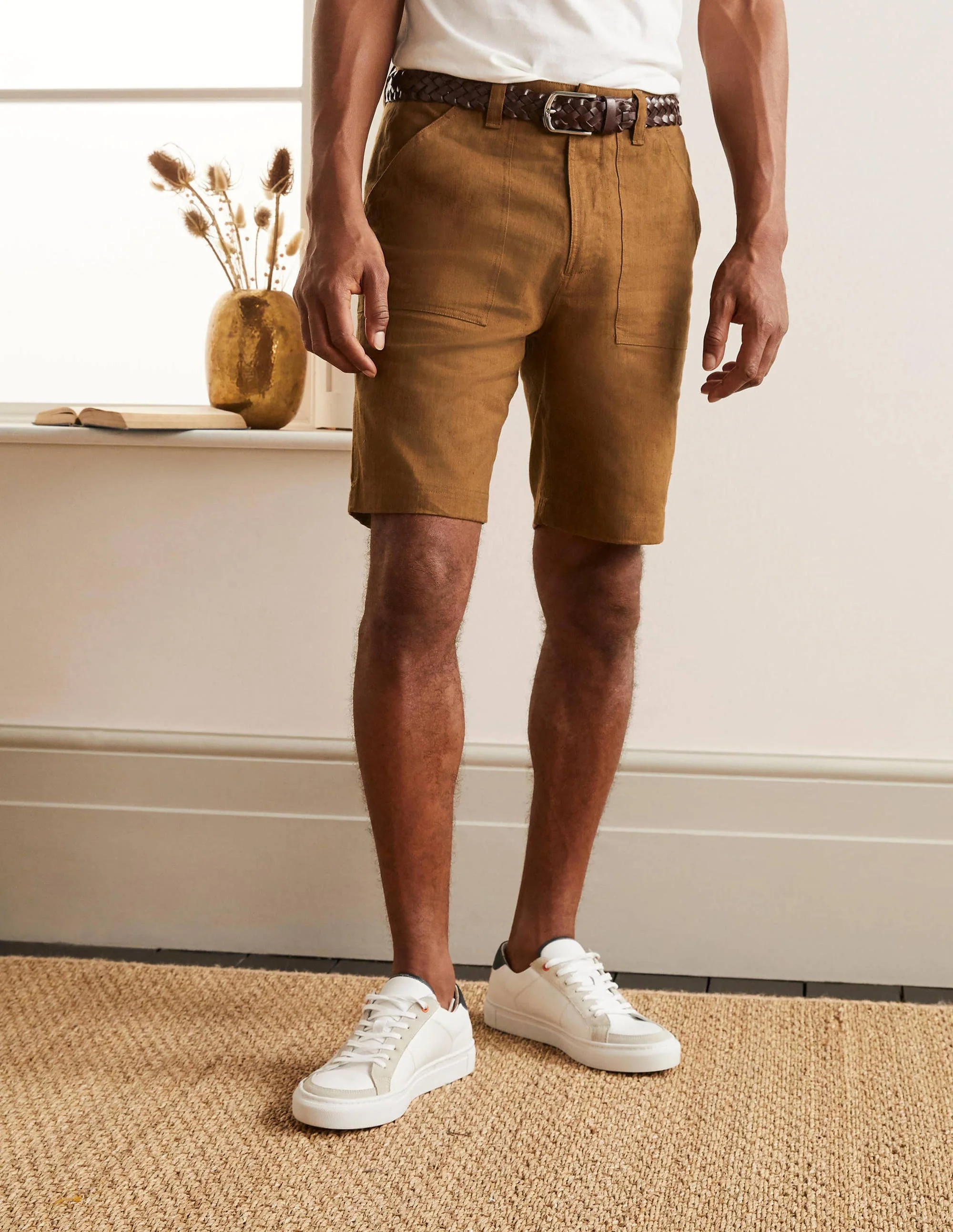 Linen Blend Easy Shorts-Toast - Image 2