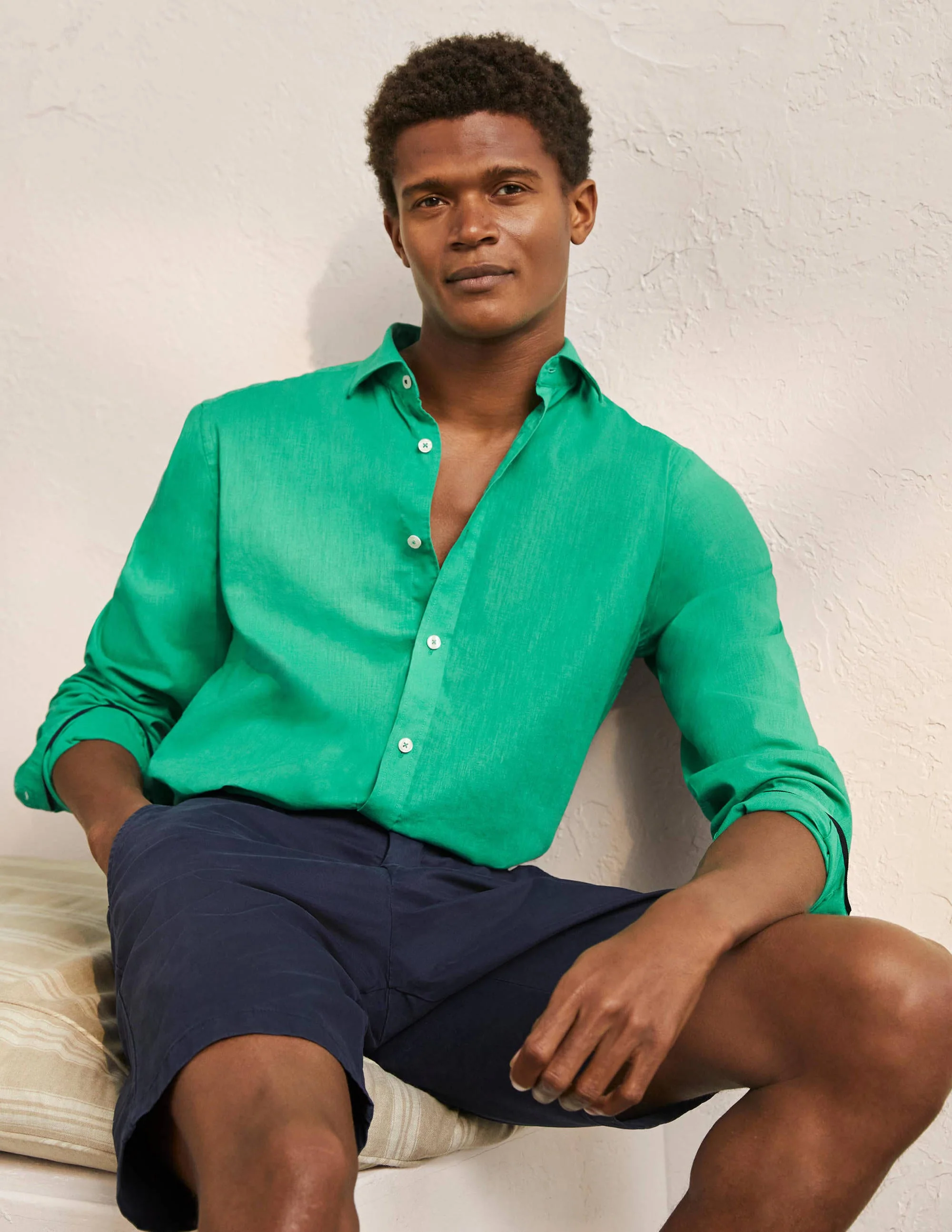 Linen Cotton Shirt-Sea Green