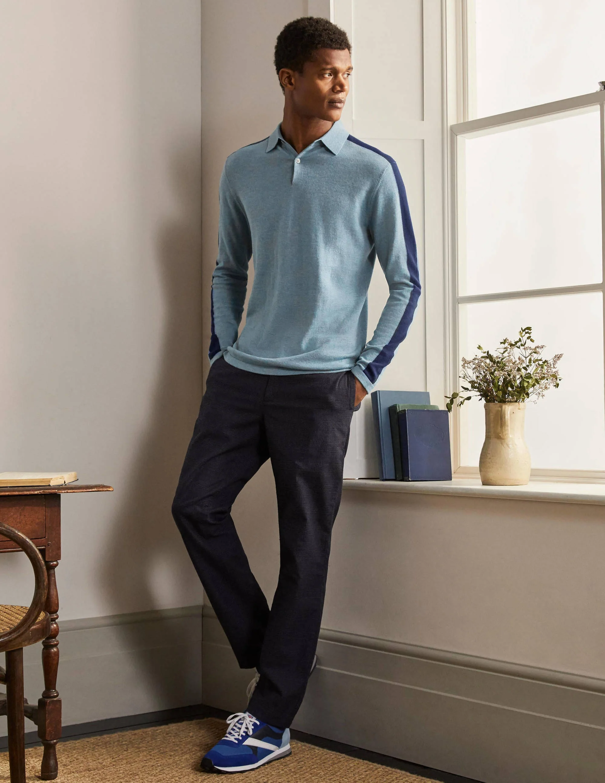 Merino Blend Polo-Dusk Blue - Image 4