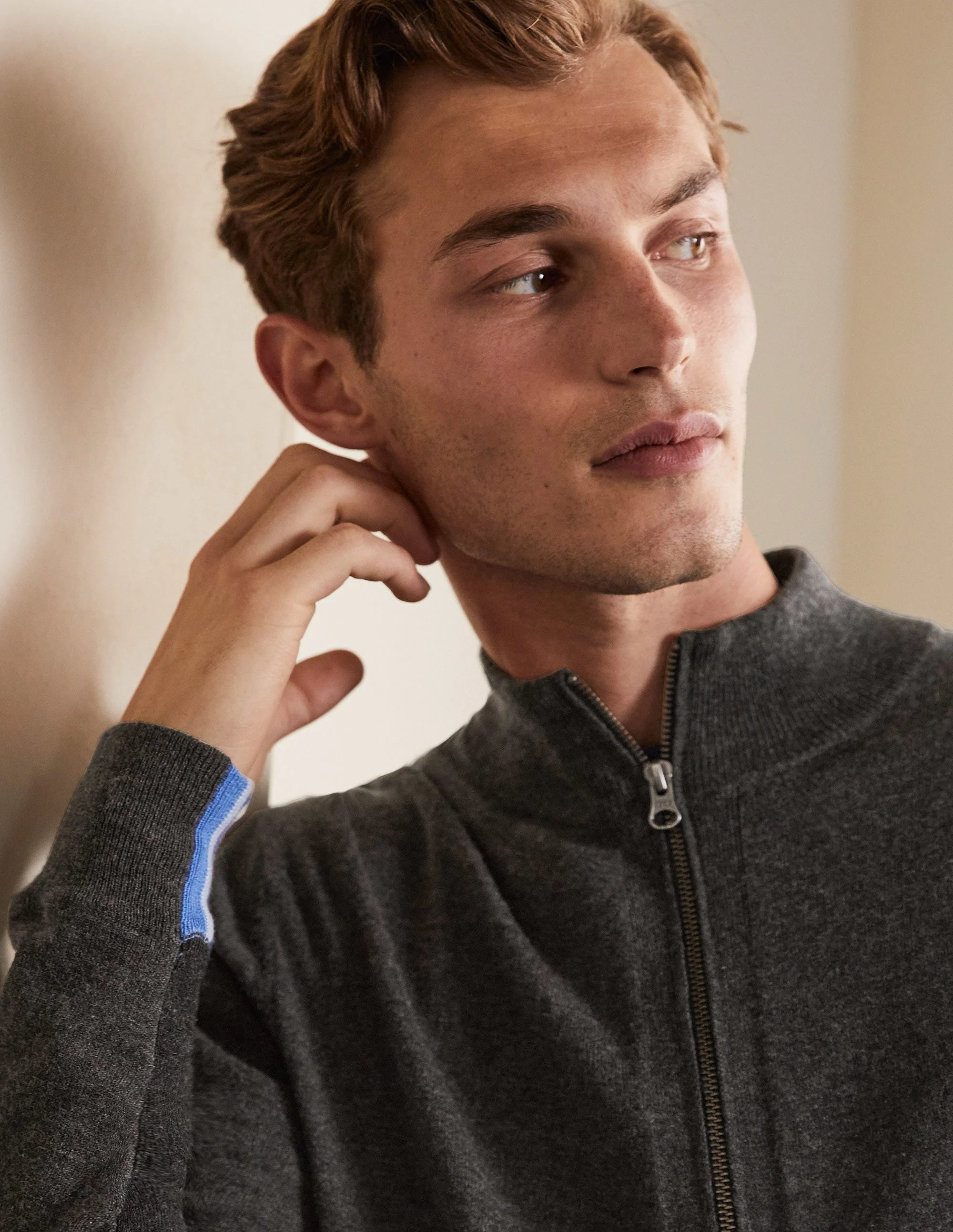 Merino Blend Zip-through-Graphite Melange - Image 2