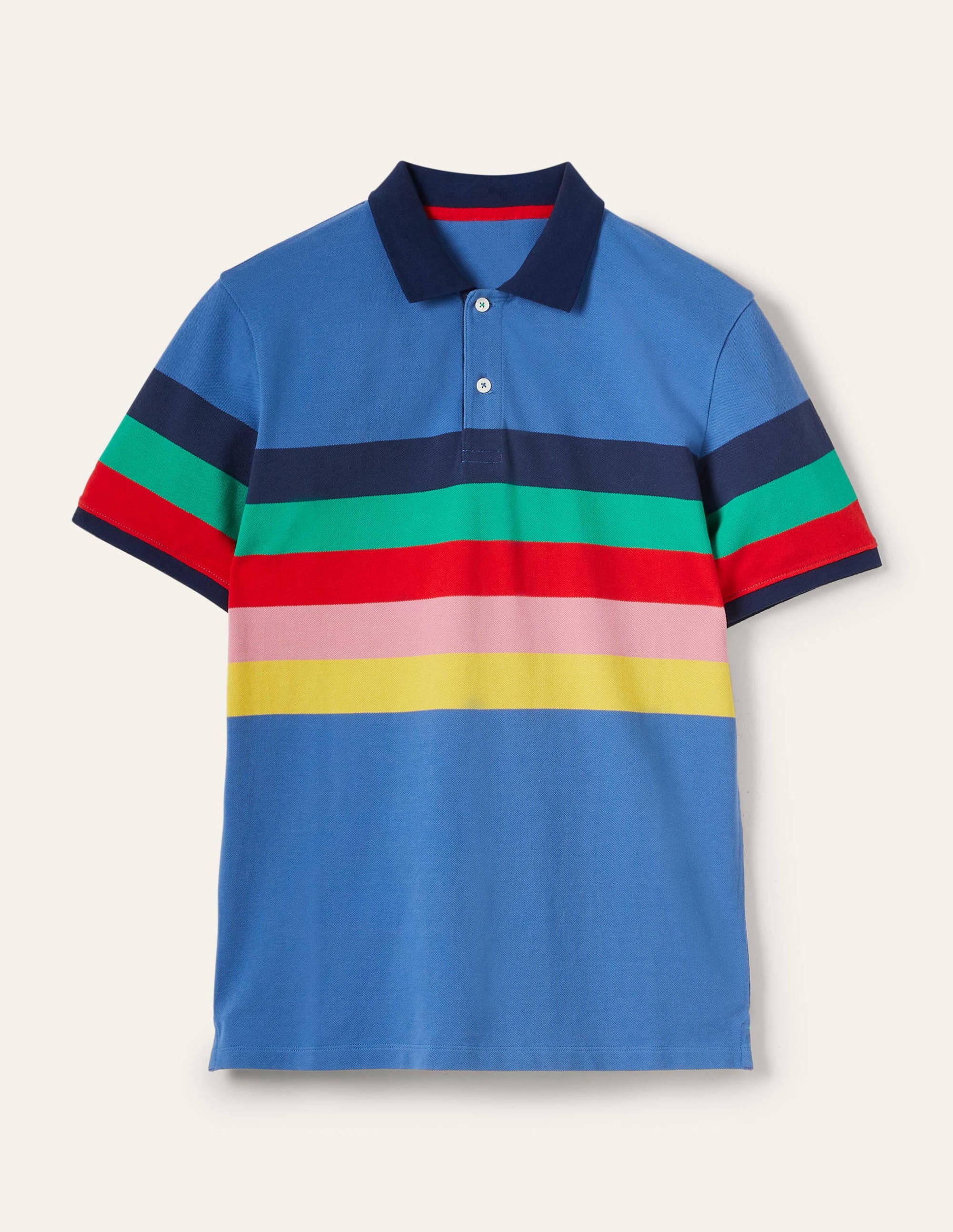 Piqué Polo Shirt-Delft Blue Rainbow Stripe - Image 6