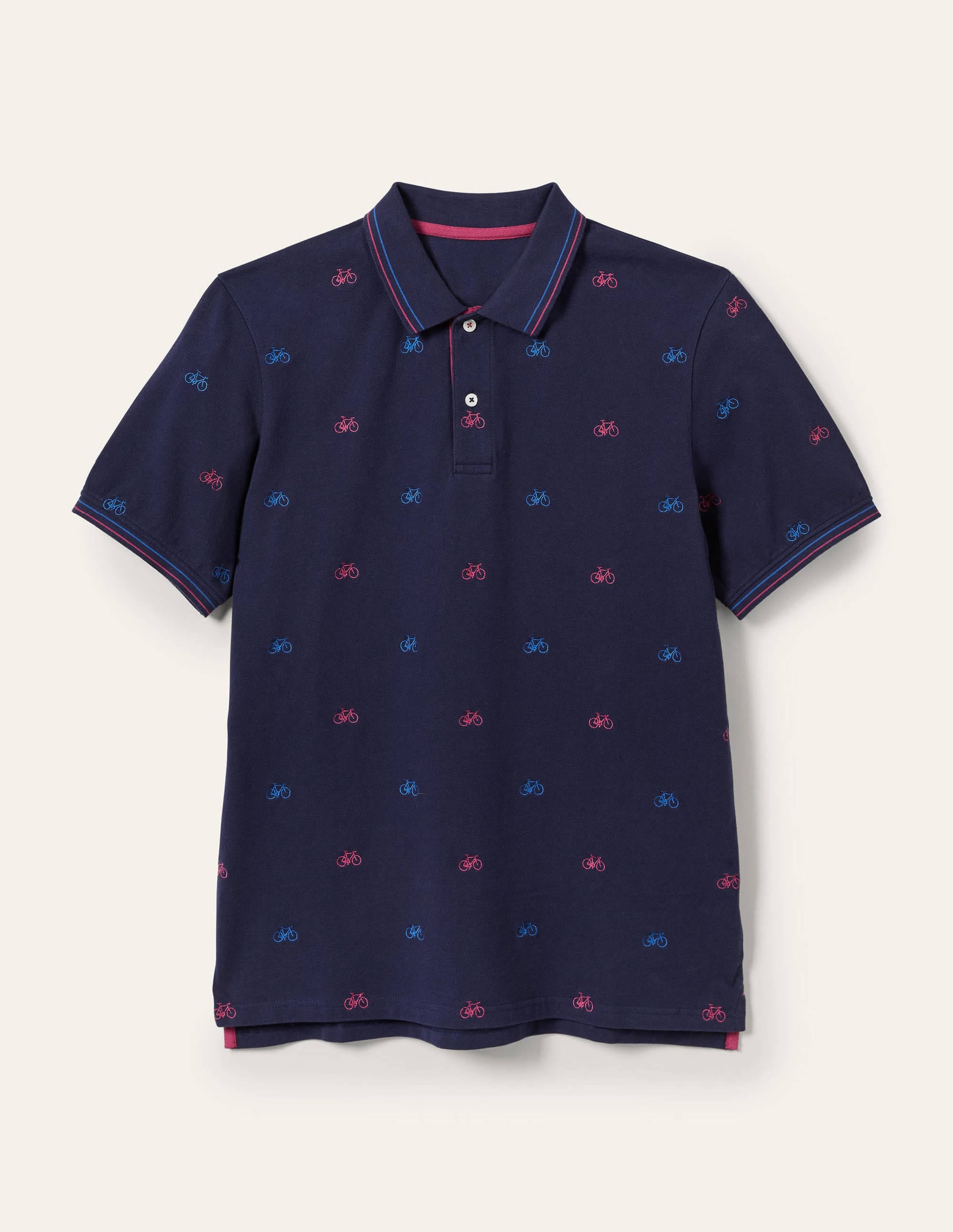 Piqué Polo Shirt-Navy Blue Embroidered Bike - Image 7