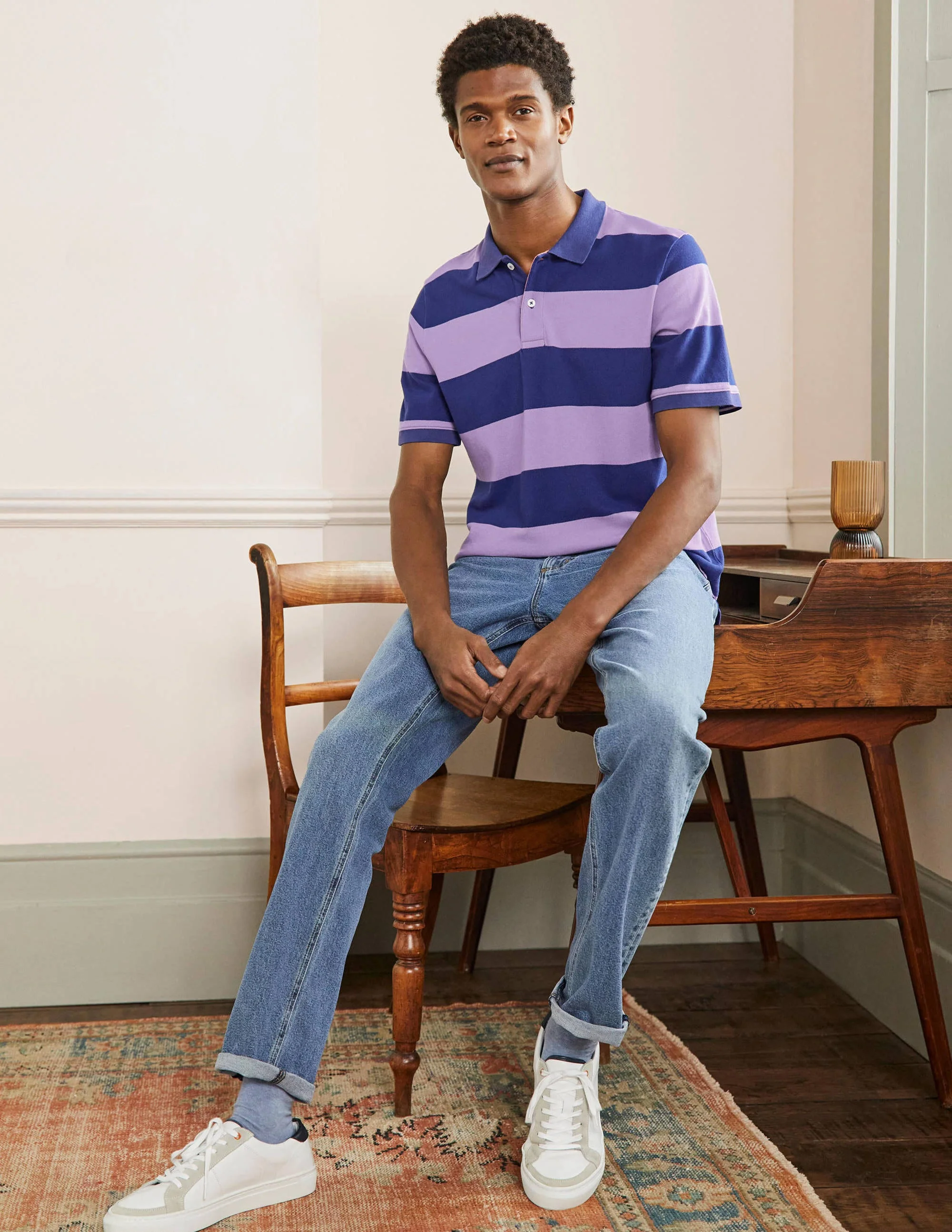 Piqué Polo Shirt-Violet/ Presidential Stripe - Image 4