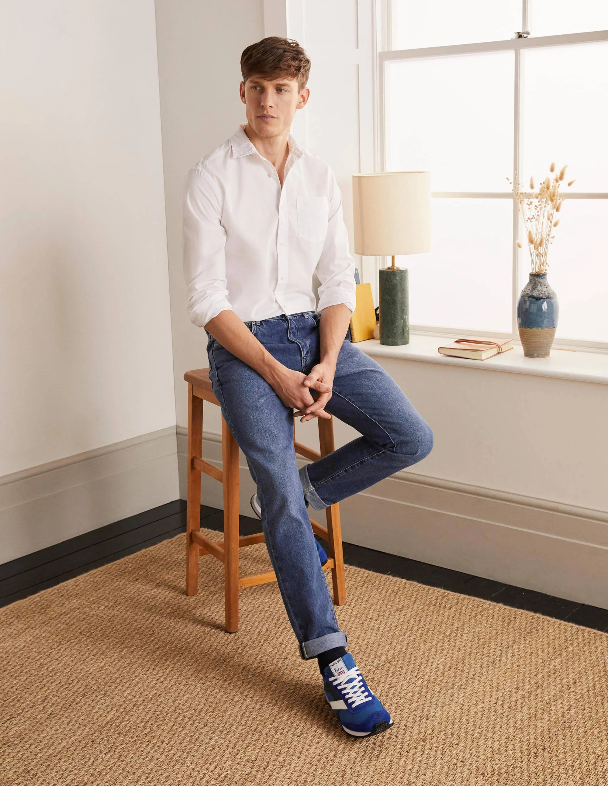 Poplin Cutaway Collar Shirt-White - Image 5