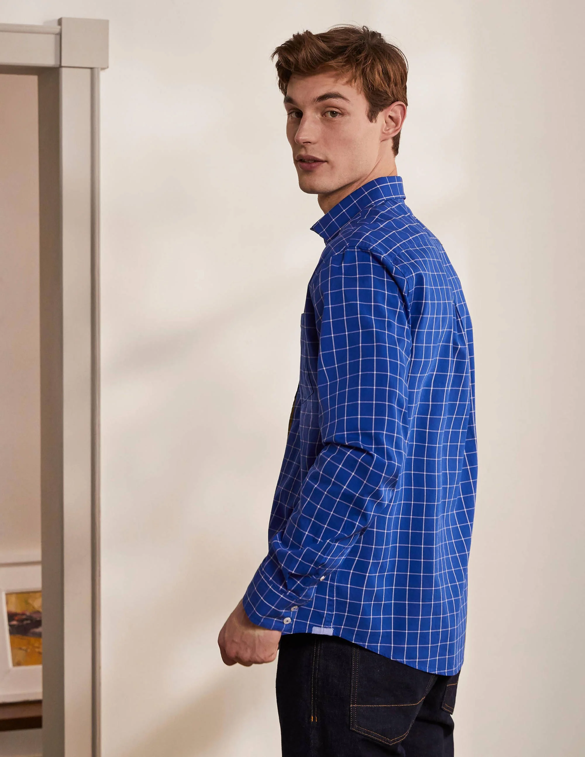 Poplin Pattern Shirt-Regal Blue Windowpane - Image 3