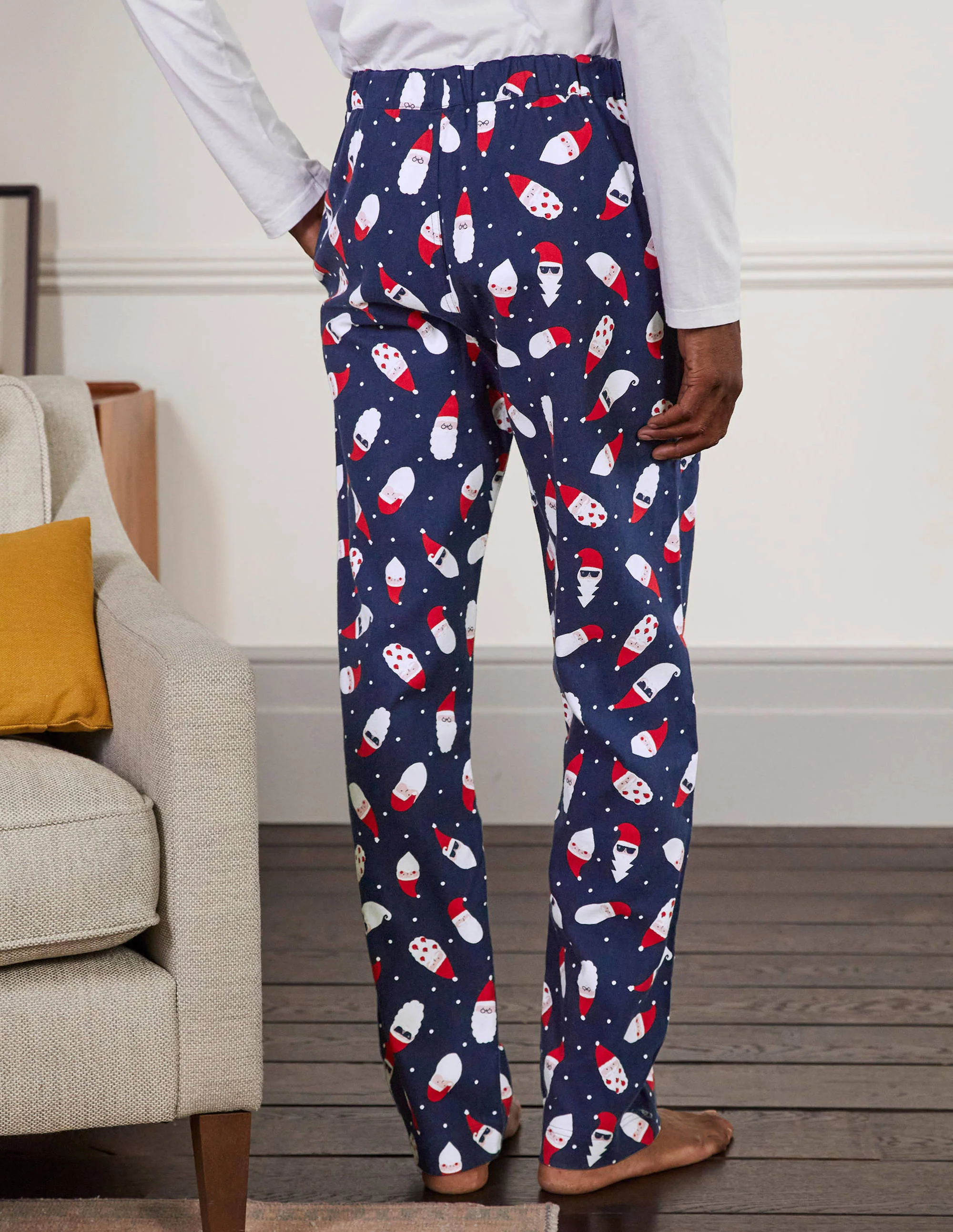 Printed Pyjama Bottoms-Navy Father Christmas - Image 3