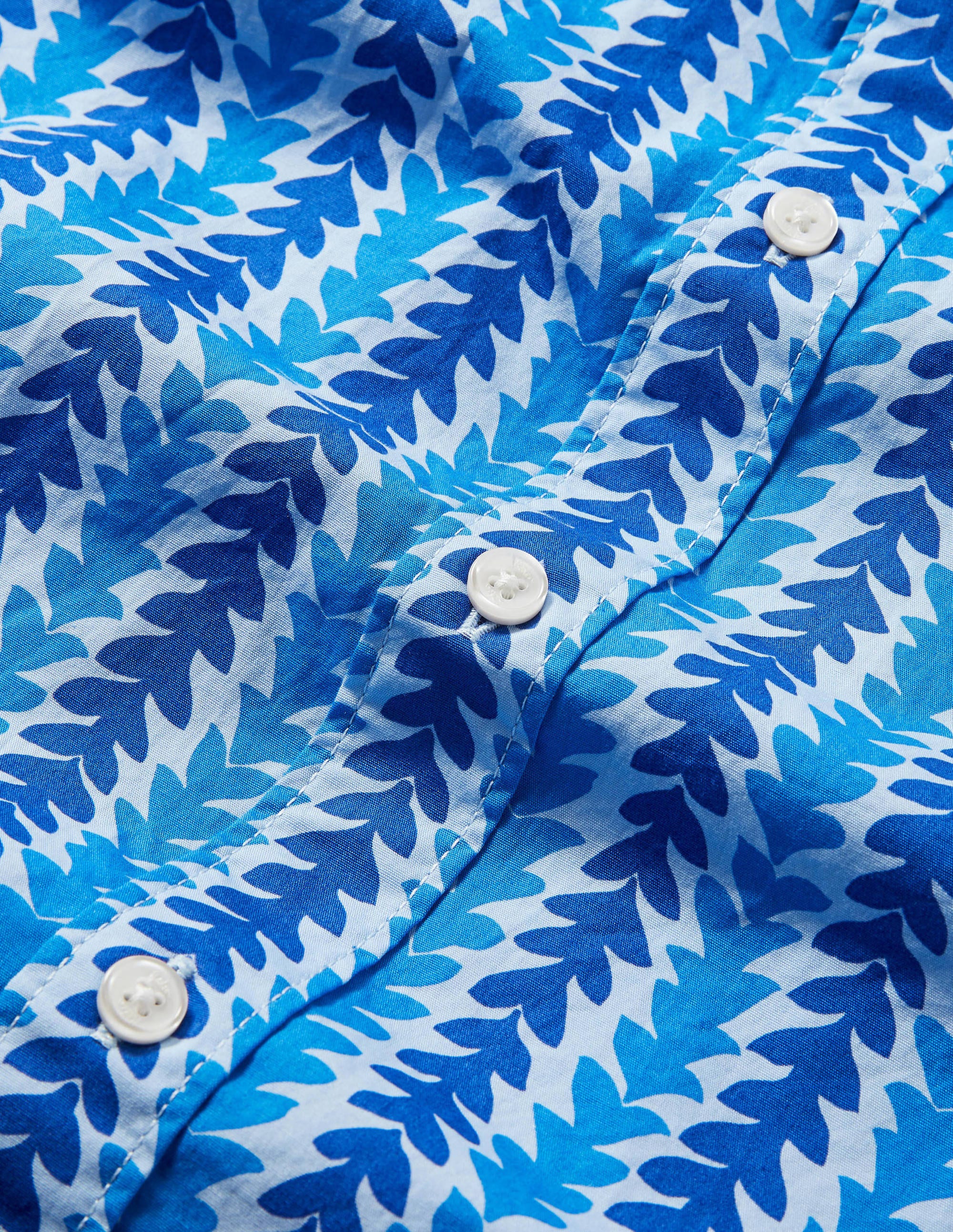 Printed Short Sleeve Shirt-Regal Blue Tropical Stripe - Image 6