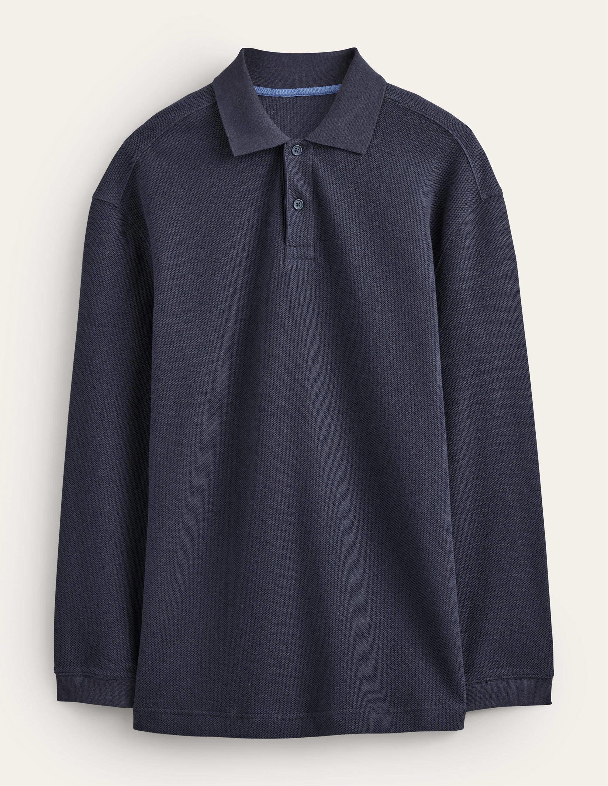 Relaxed Long Sleeve Polo-Navy - Image 5