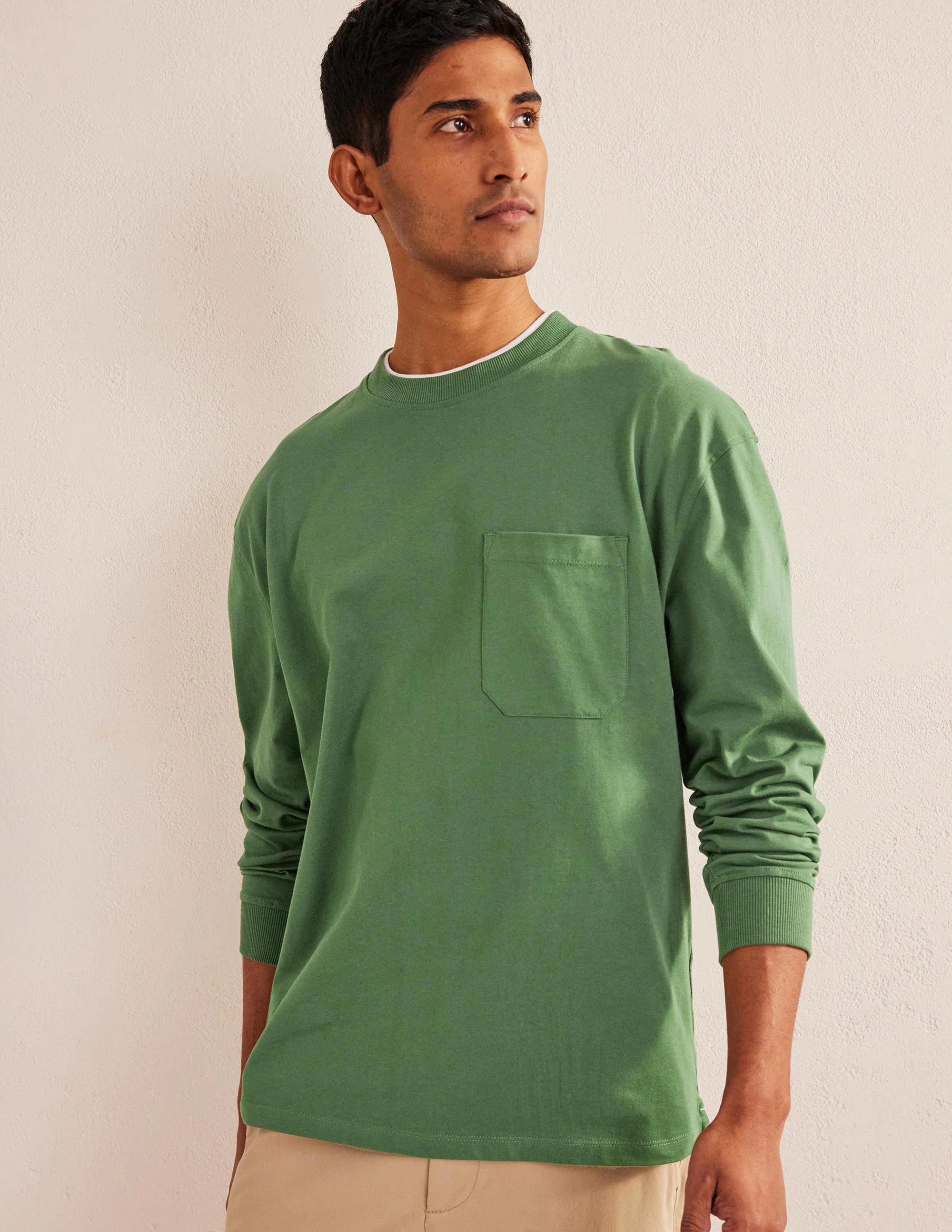 Relaxed Long Sleeve T-shirt-Broad Bean Green