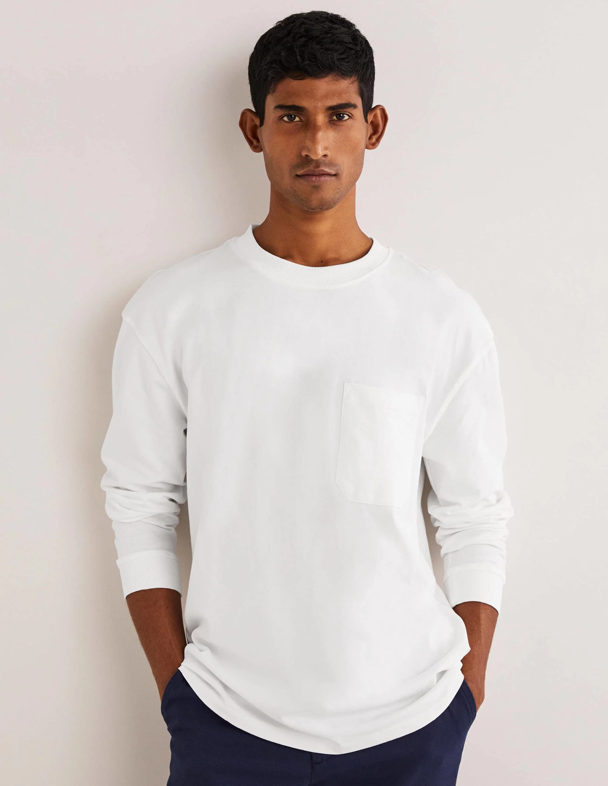 Relaxed Long Sleeve T-shirt-Snowdrop White
