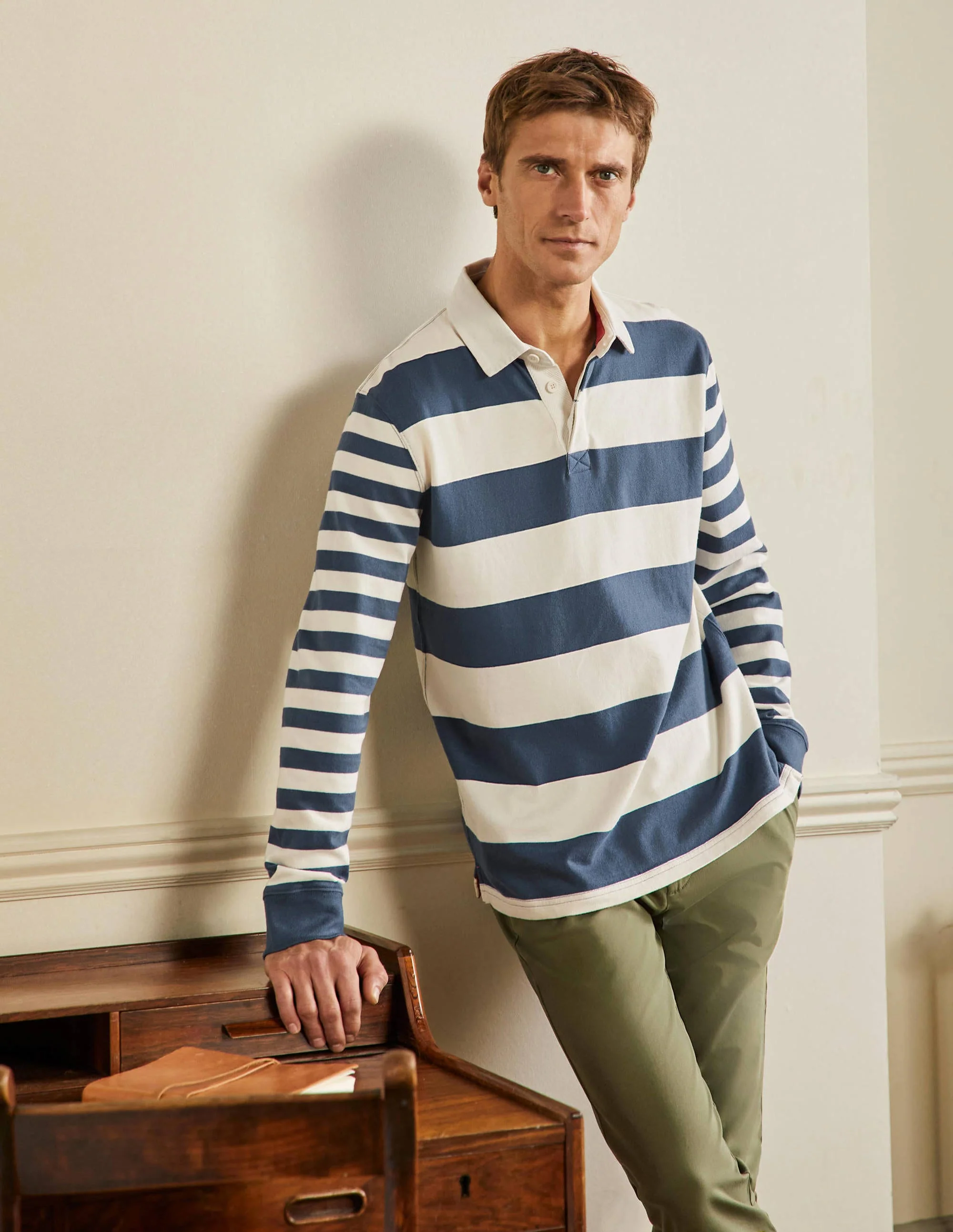 Rugby Shirt-Ensign Blue/ Ecru