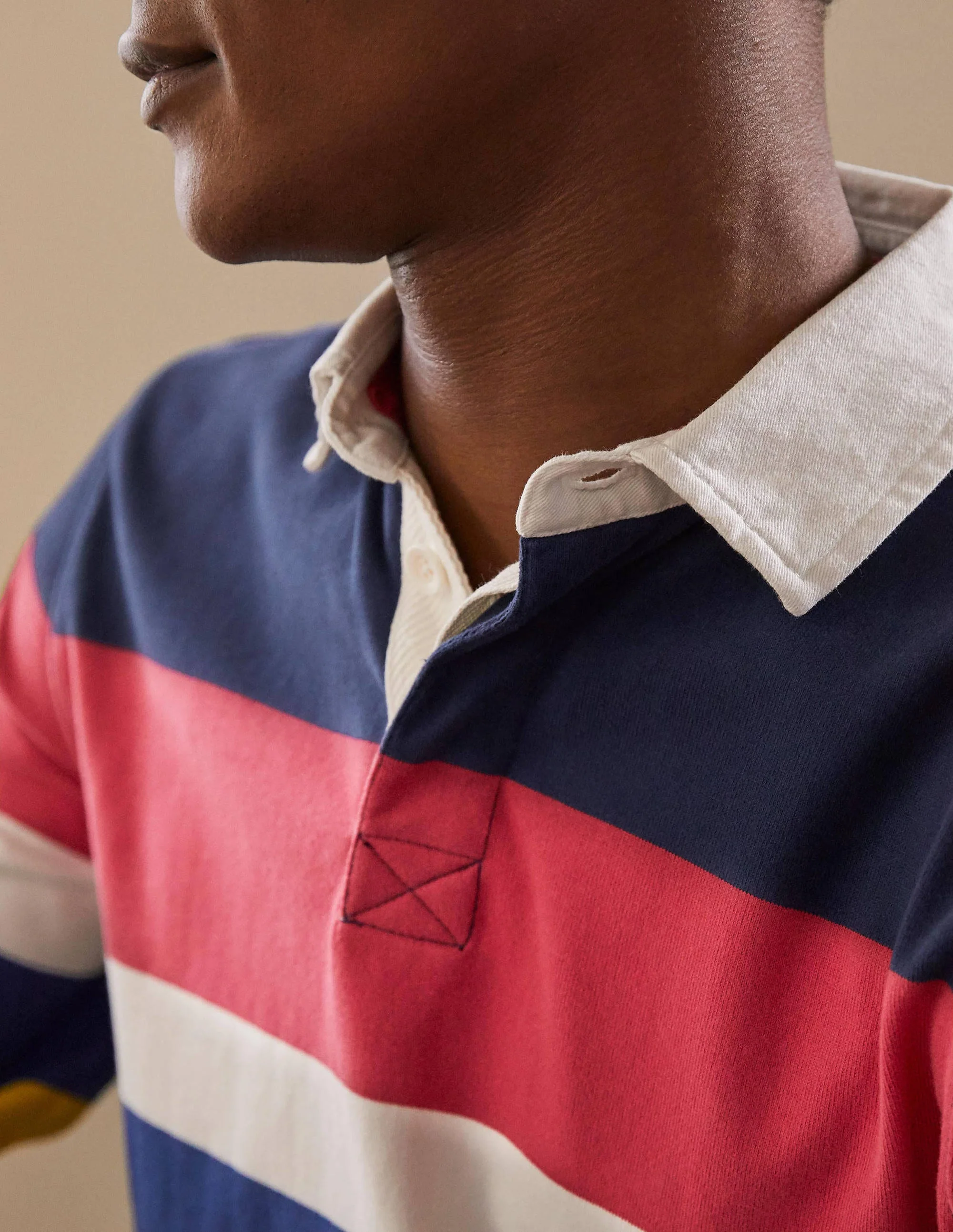 Rugby Shirt-School Navy Multi Chest Stripe - Image 2