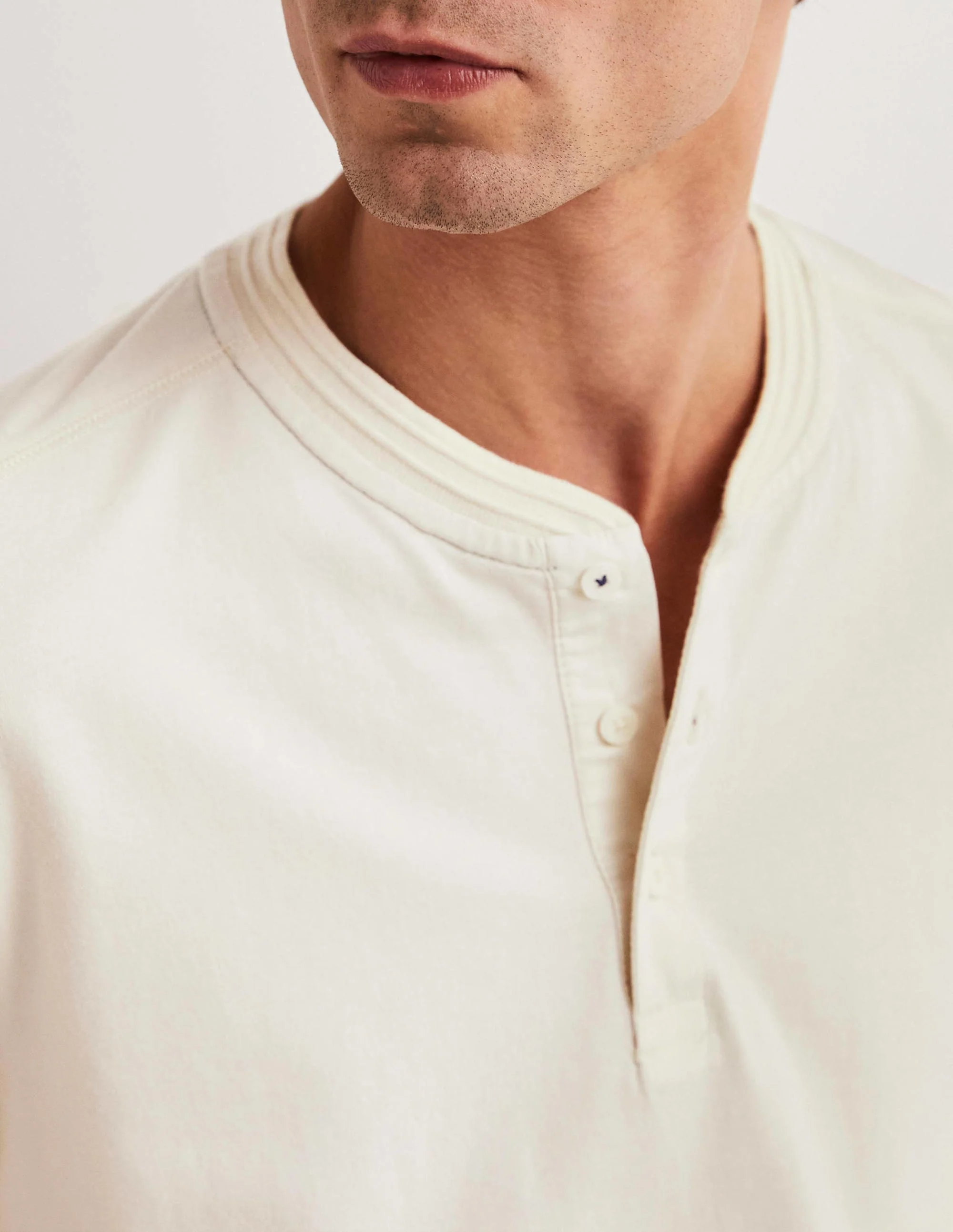 Short Sleeve Henley-Ecru - Image 2