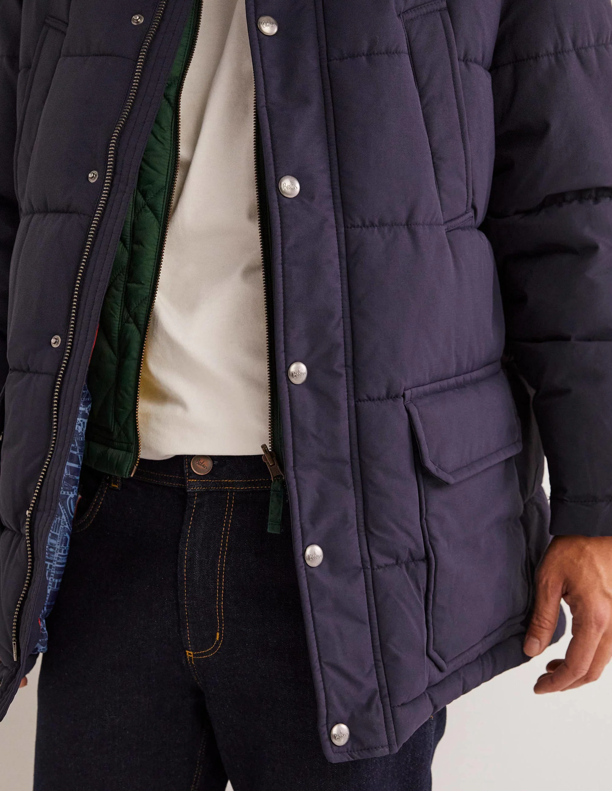 Showerproof Padded Parka-Navy - Image 5