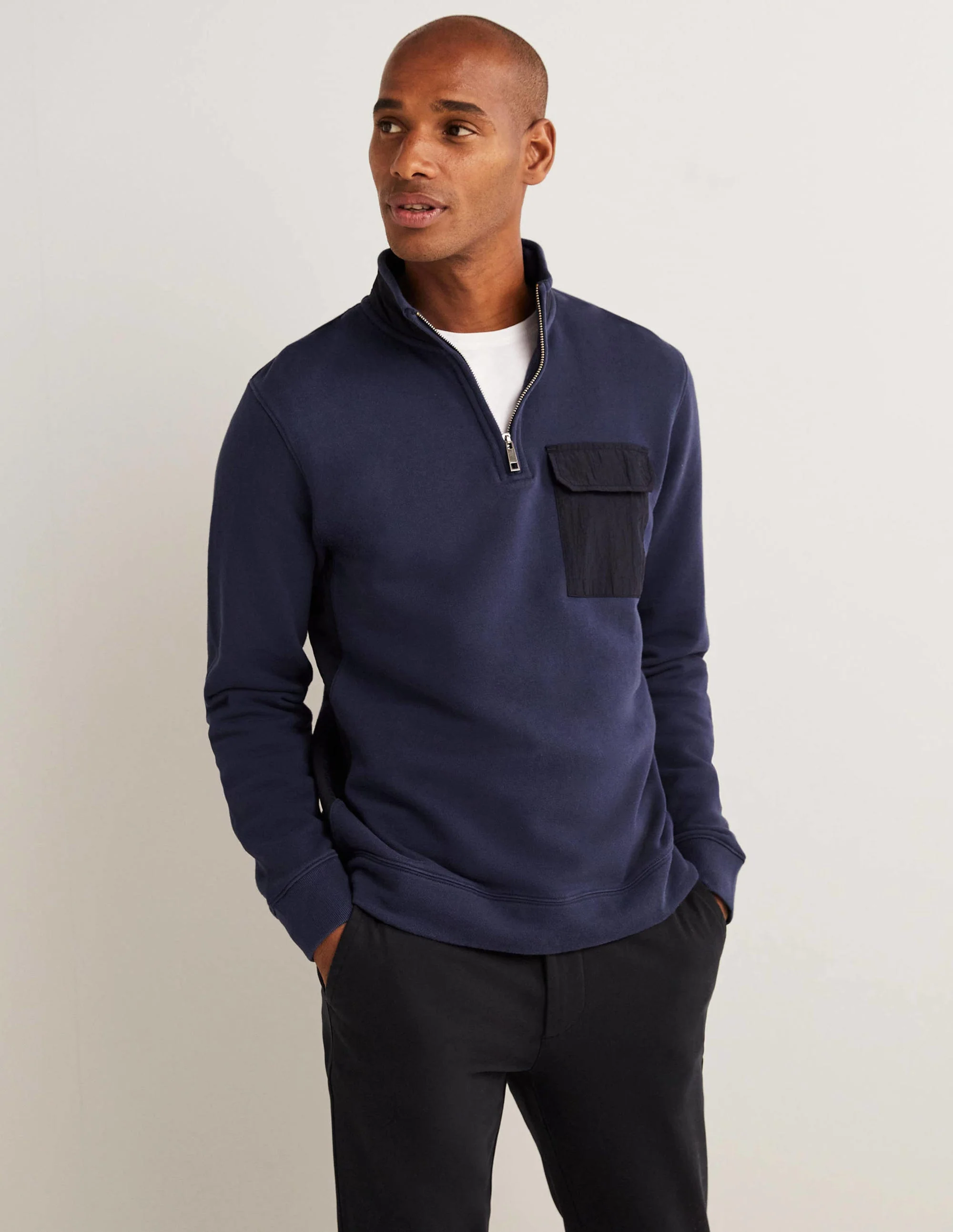 Side Panel Half Zip-Navy