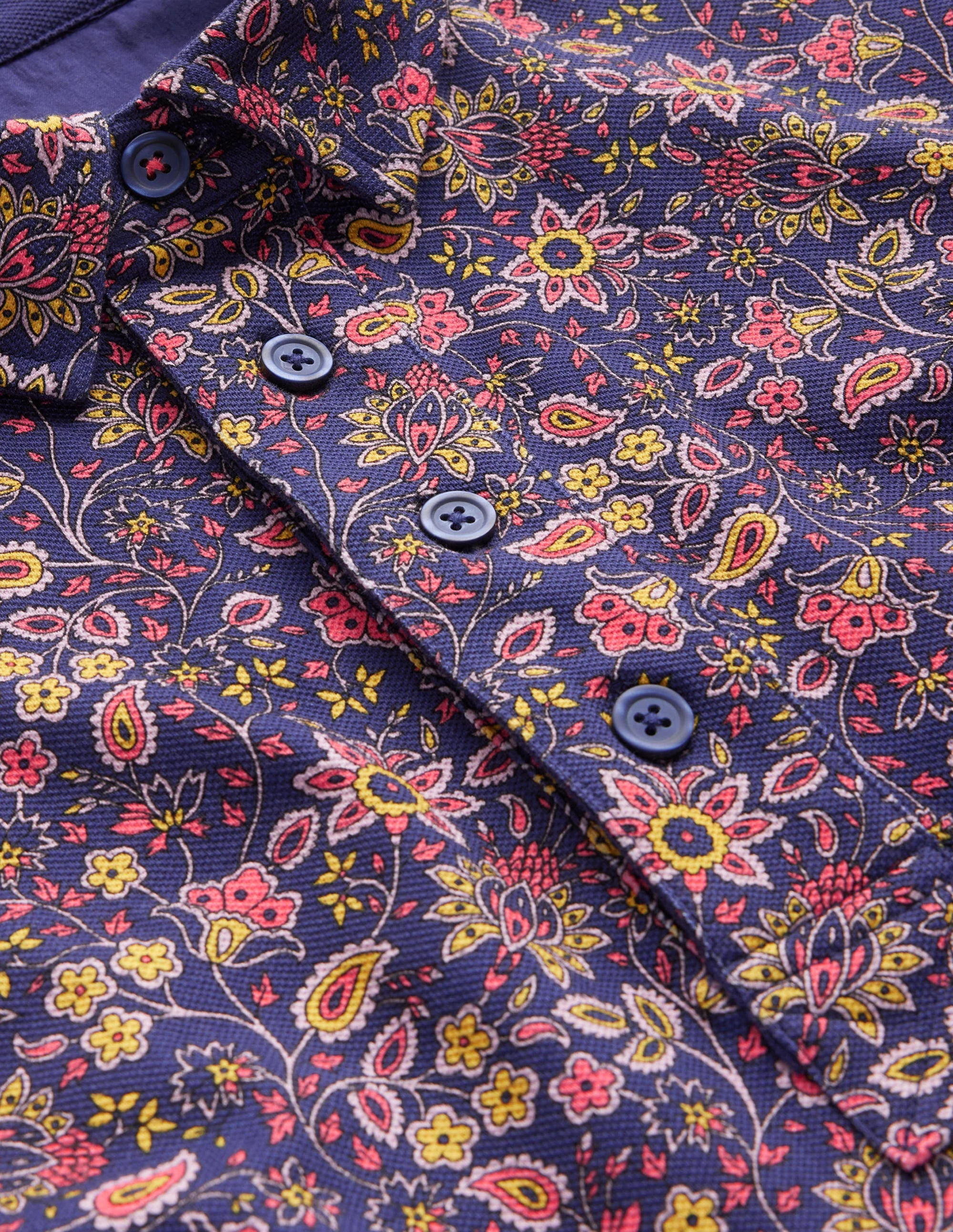 Slim Fit Piqué Polo-Space Blue Paisley Floral - Image 2