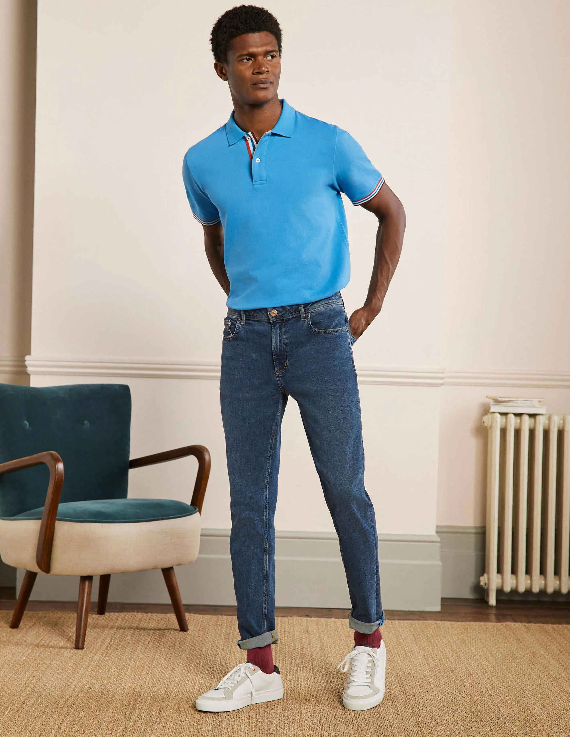 Slim Leg Jeans-Mid Rinse Denim