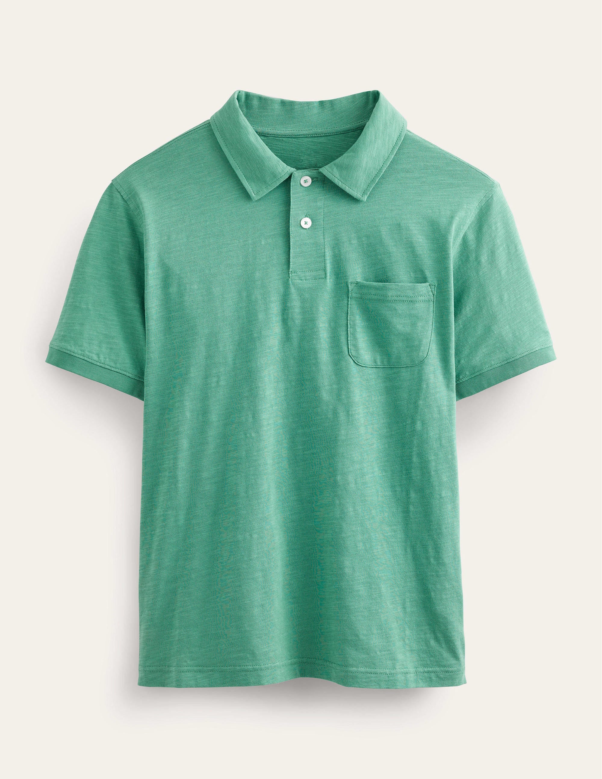Slub Jersey Short Sleeve Polo-Deep Sea Green - Image 5