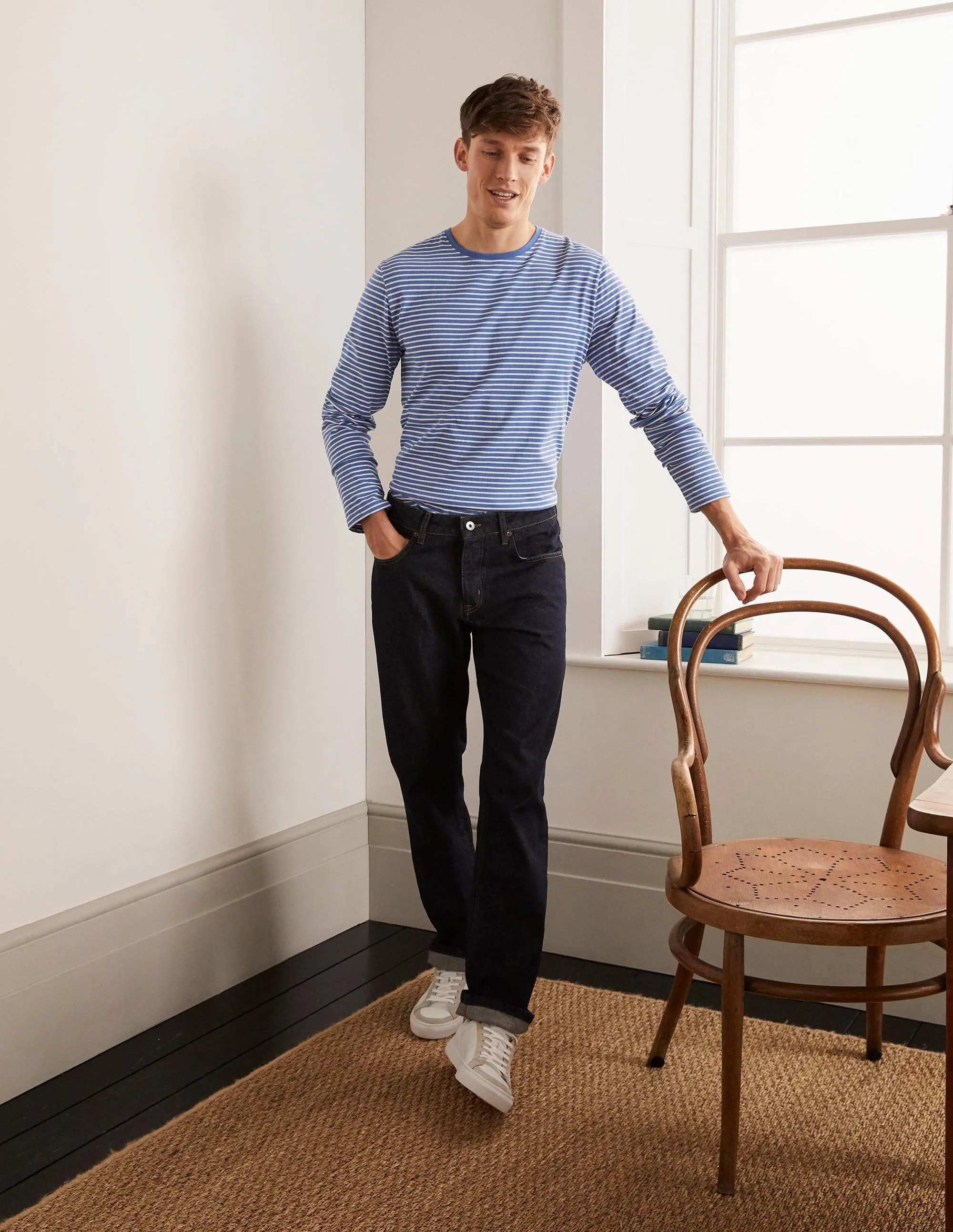Straight Leg Jeans-Dark Rinse Denim