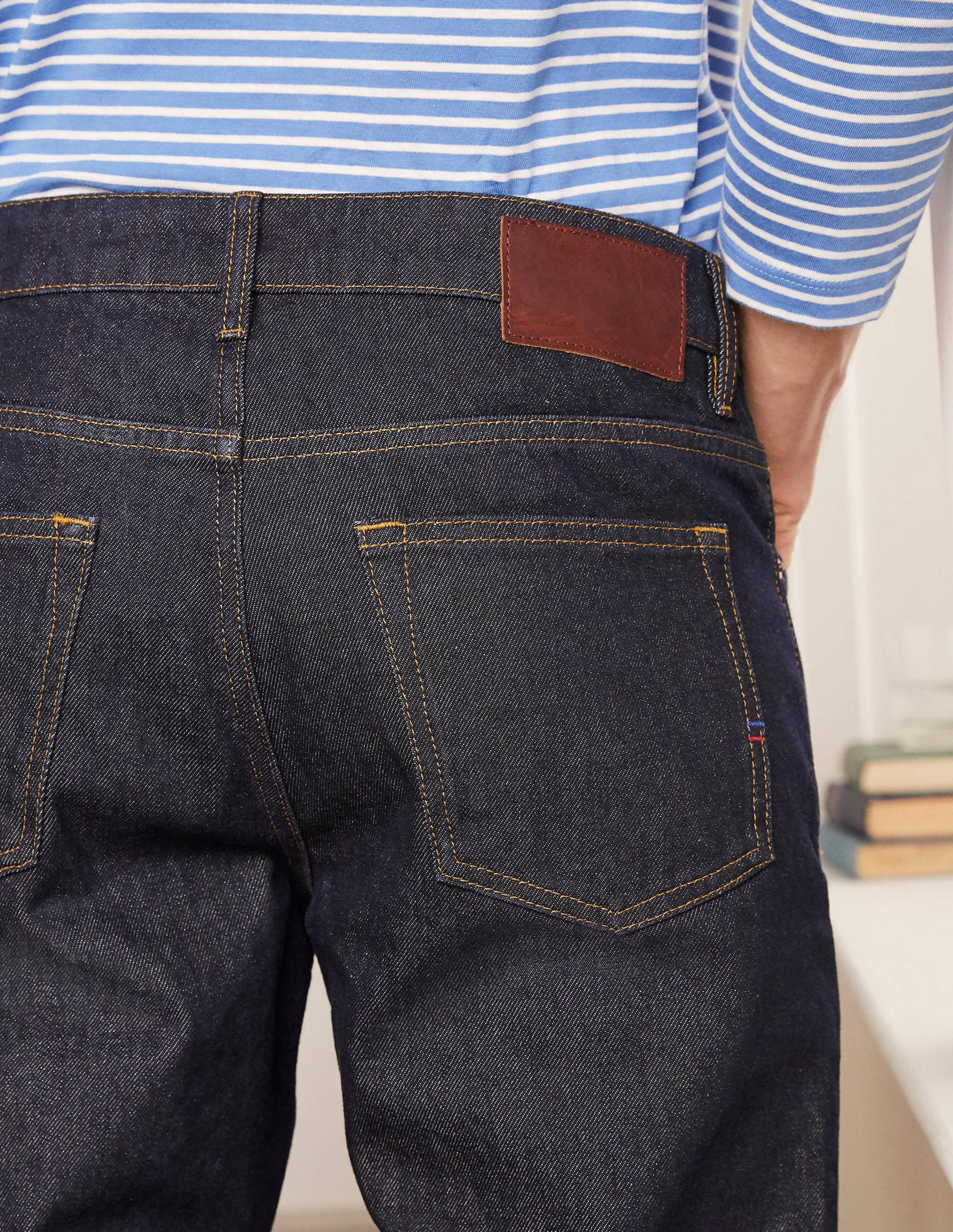 Straight Leg Jeans-Dark Rinse Denim - Image 4