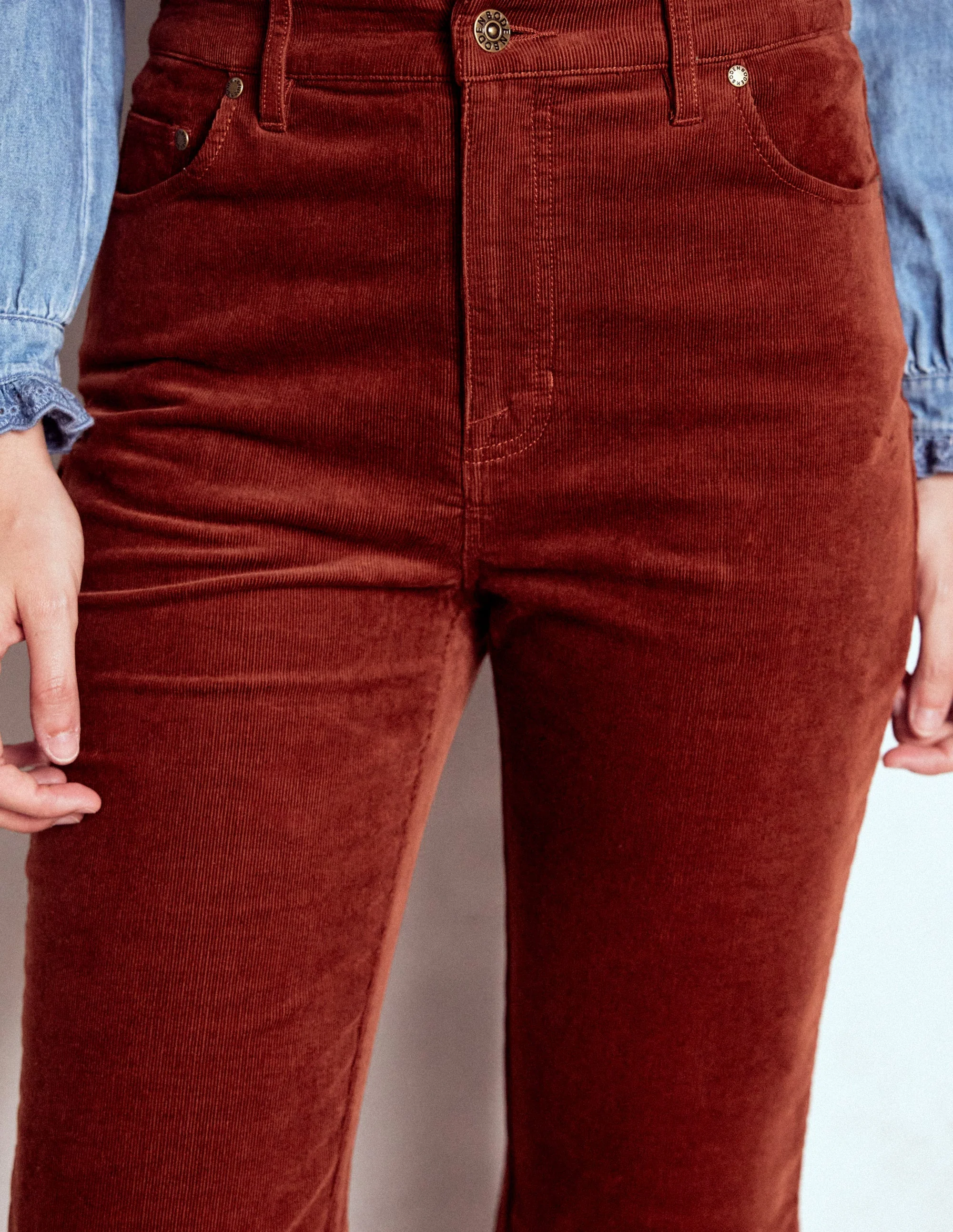 5-Pocket Cord Kick Jeans-Fired Brick - Image 2