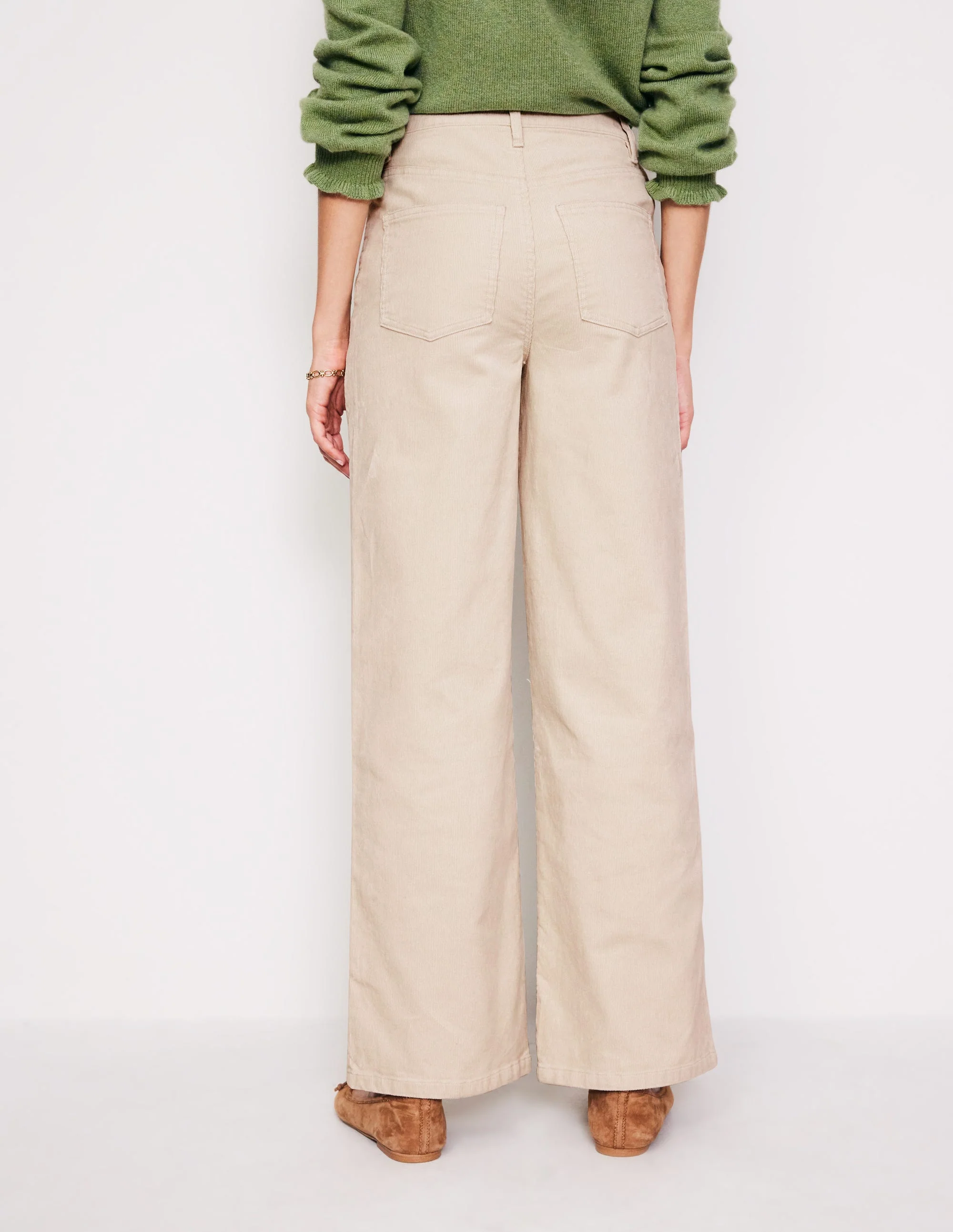 5 Pocket Cord Wide Jeans-Vanilla - Image 3