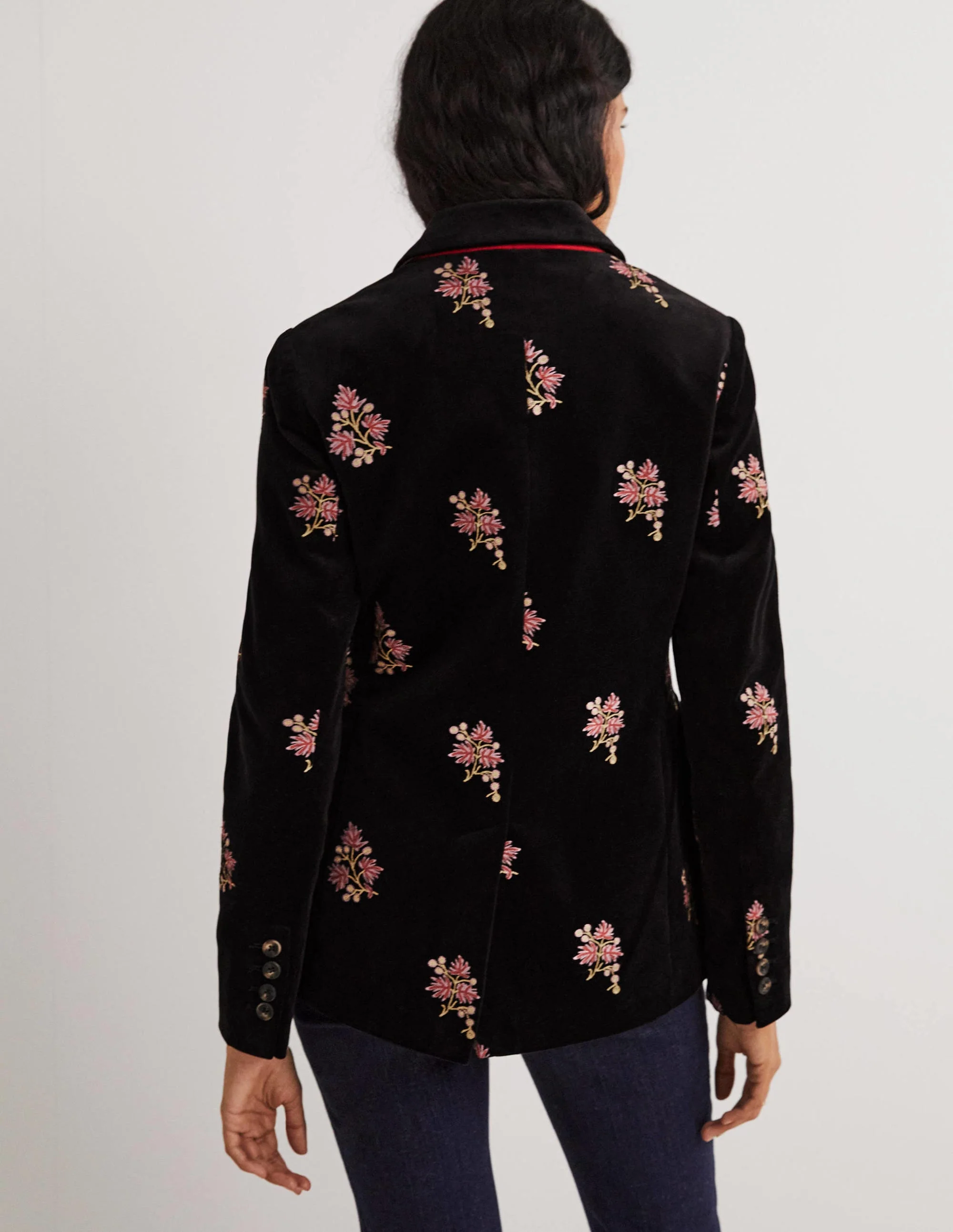 70s Tailored Blazer-Black, Embroidered - Image 3