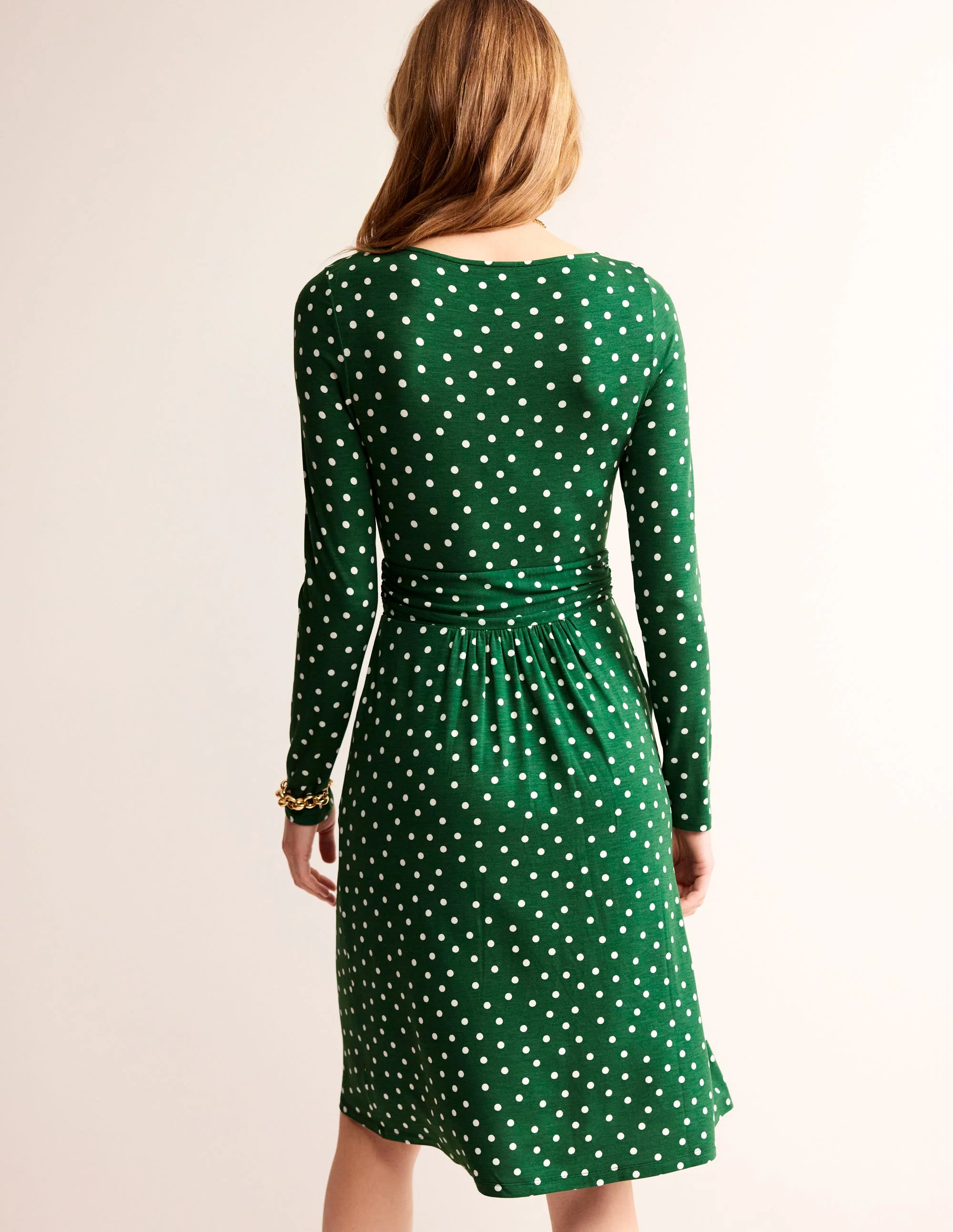 Abigail Jersey Dress-Amazon Green, Scattered Spot - Image 3