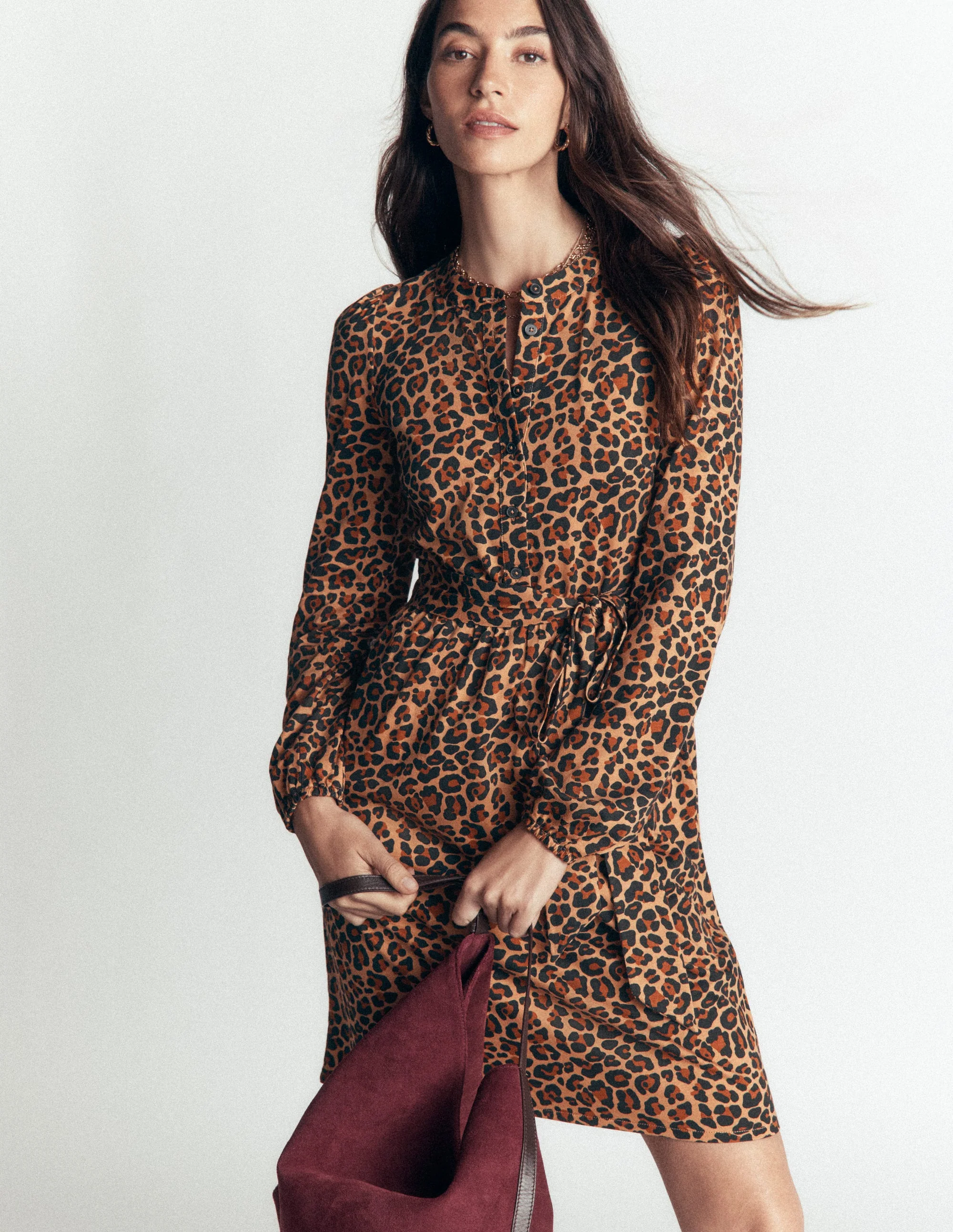 Adele Belted Jersey Dress-Camel, Animal Fields - Image 4