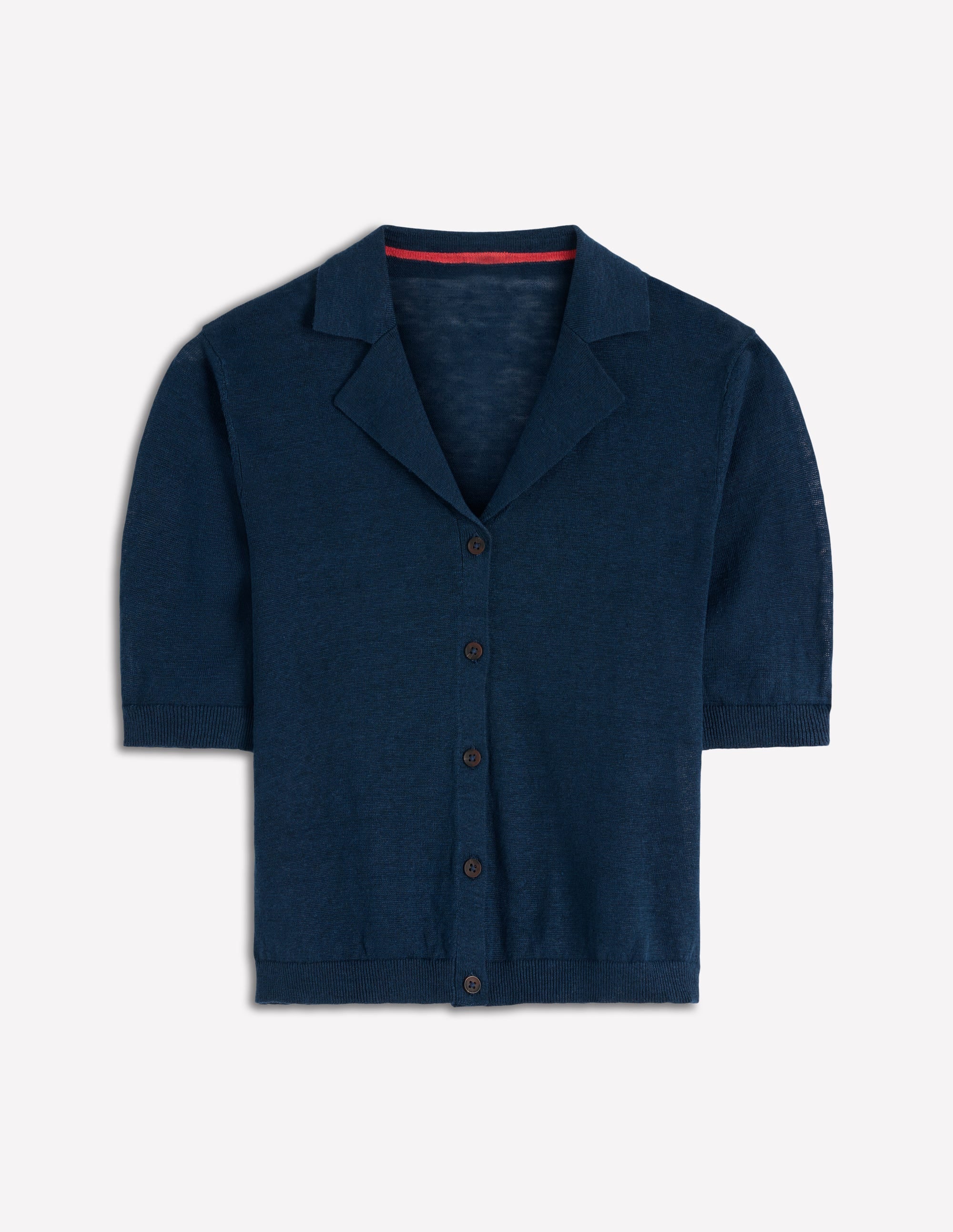 Agnes Collar Linen Cardigan-Navy - Image 5