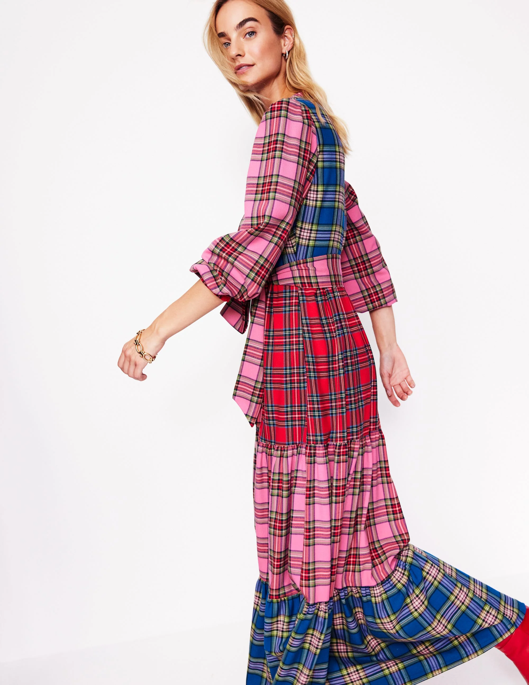 Alba Check Maxi Dress-Multi Hotch Potch Check - Image 5