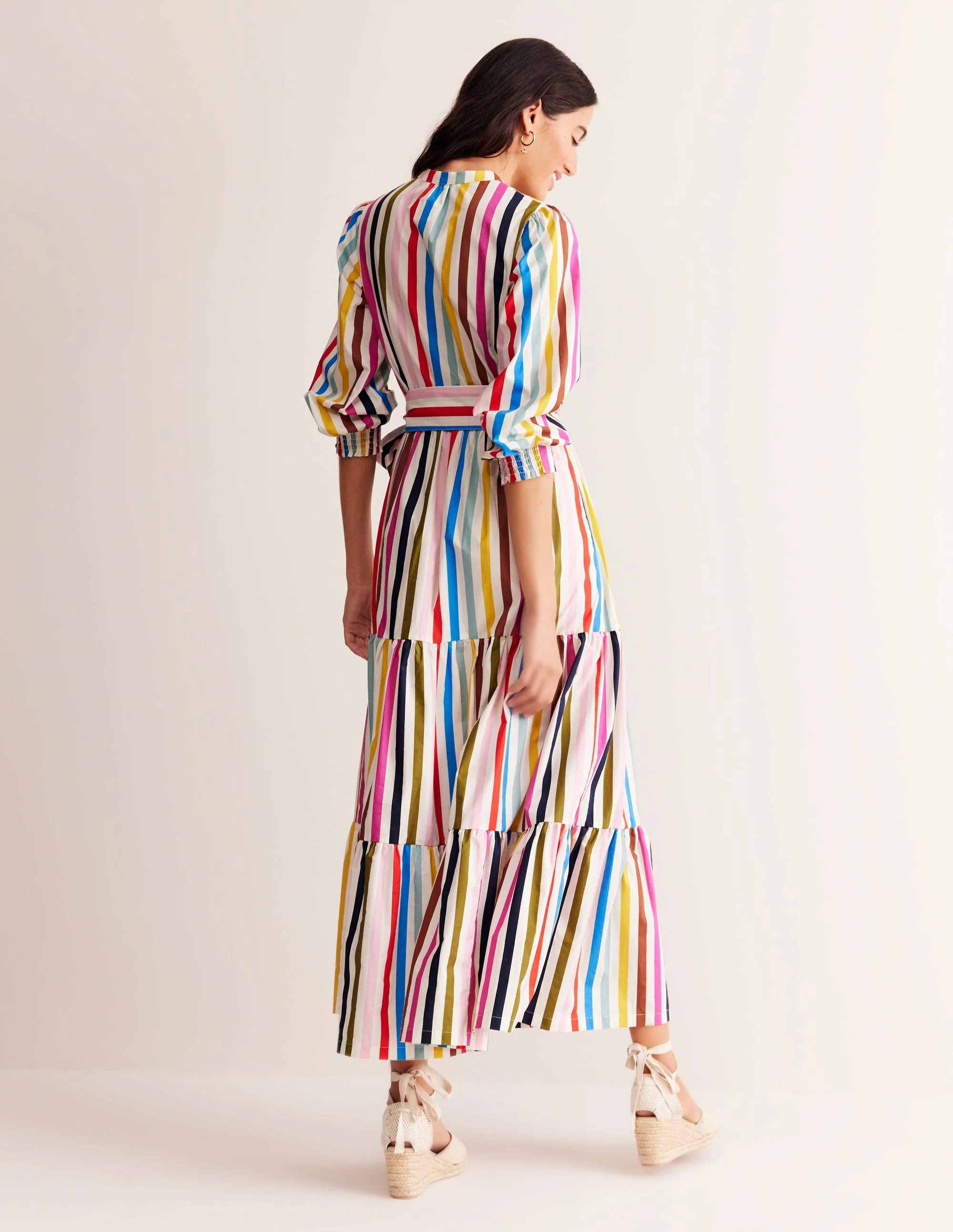 Alba Tiered Cotton Maxi Dress-Multistripe - Image 3